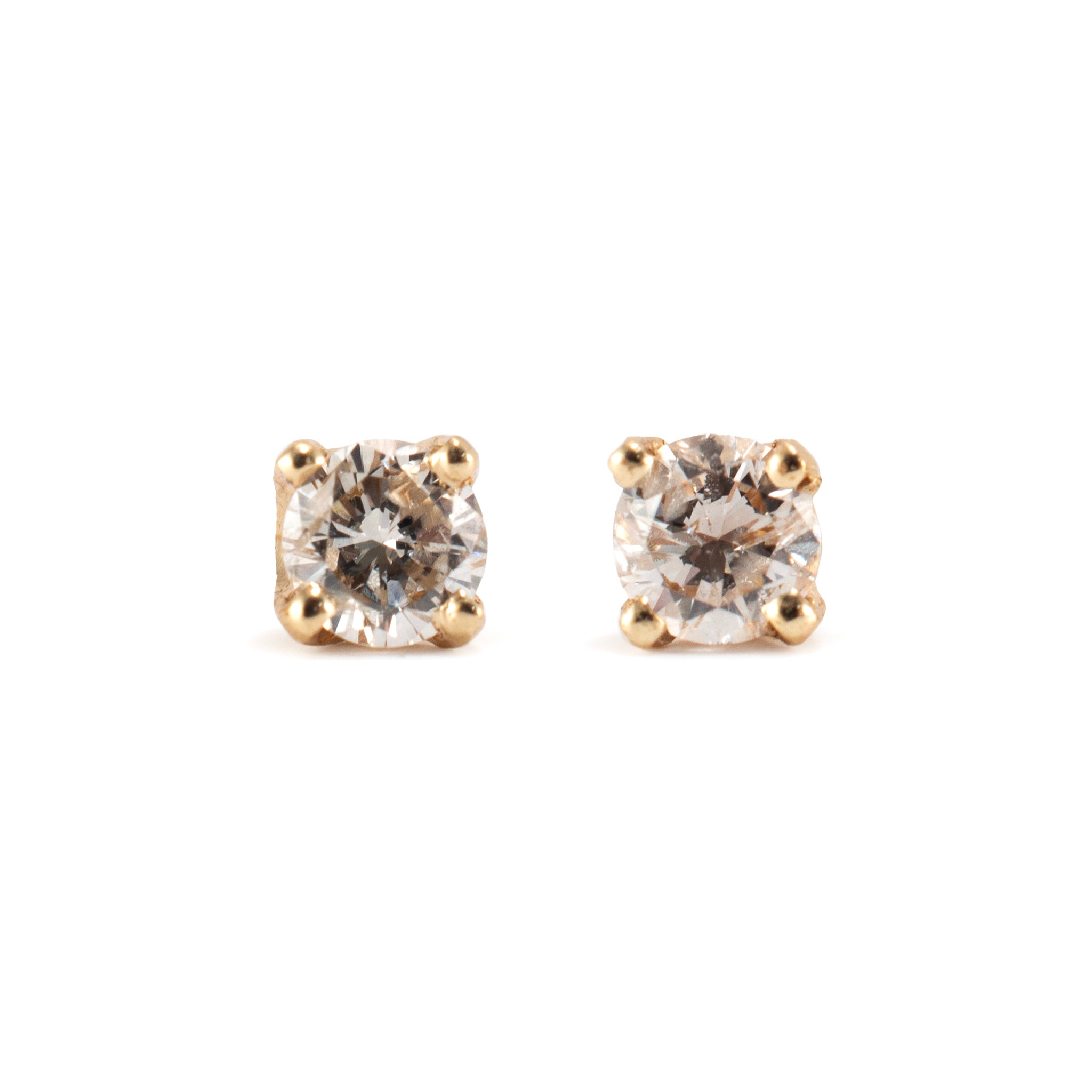 Ladies 14K Yellow Gold 0.40ct Diamond Push Back Stud Earrings