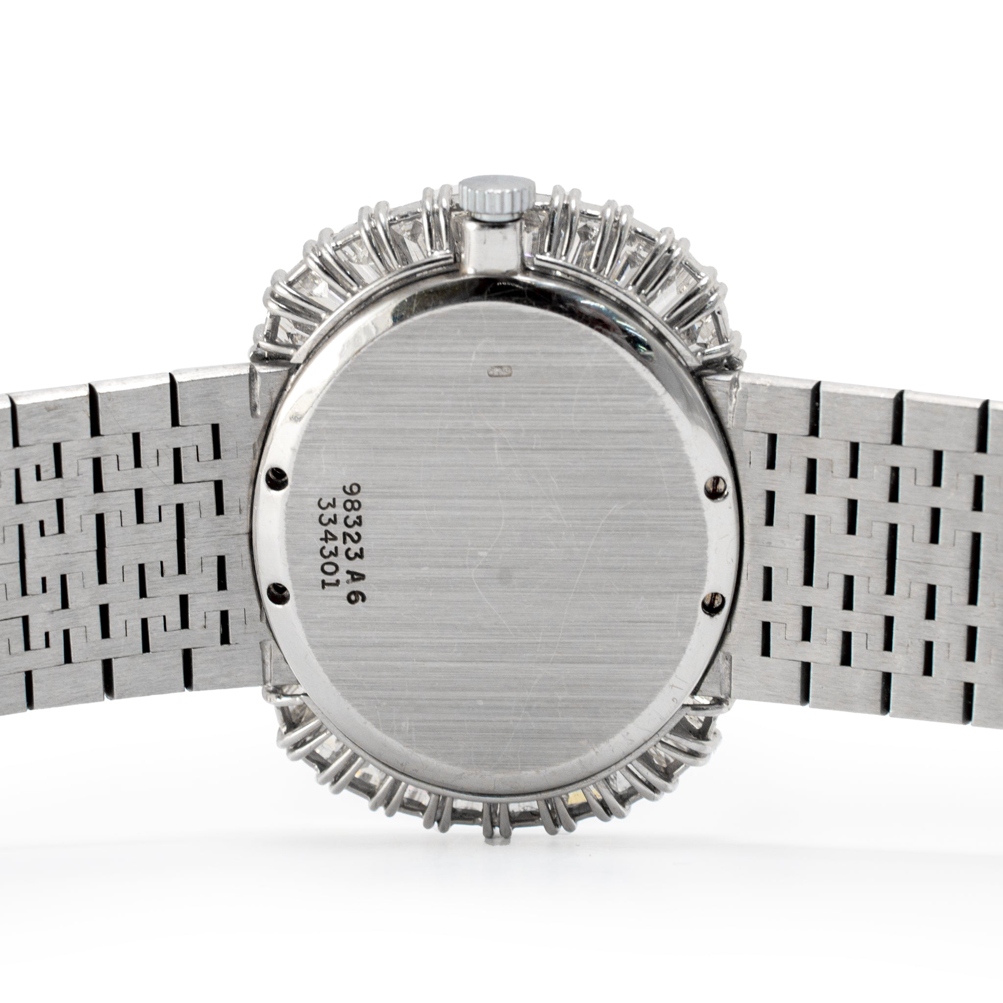 Vintage Piaget Horizonal Oval 34M 98323A6 White Gold Baguette Diamond Onyx Watch