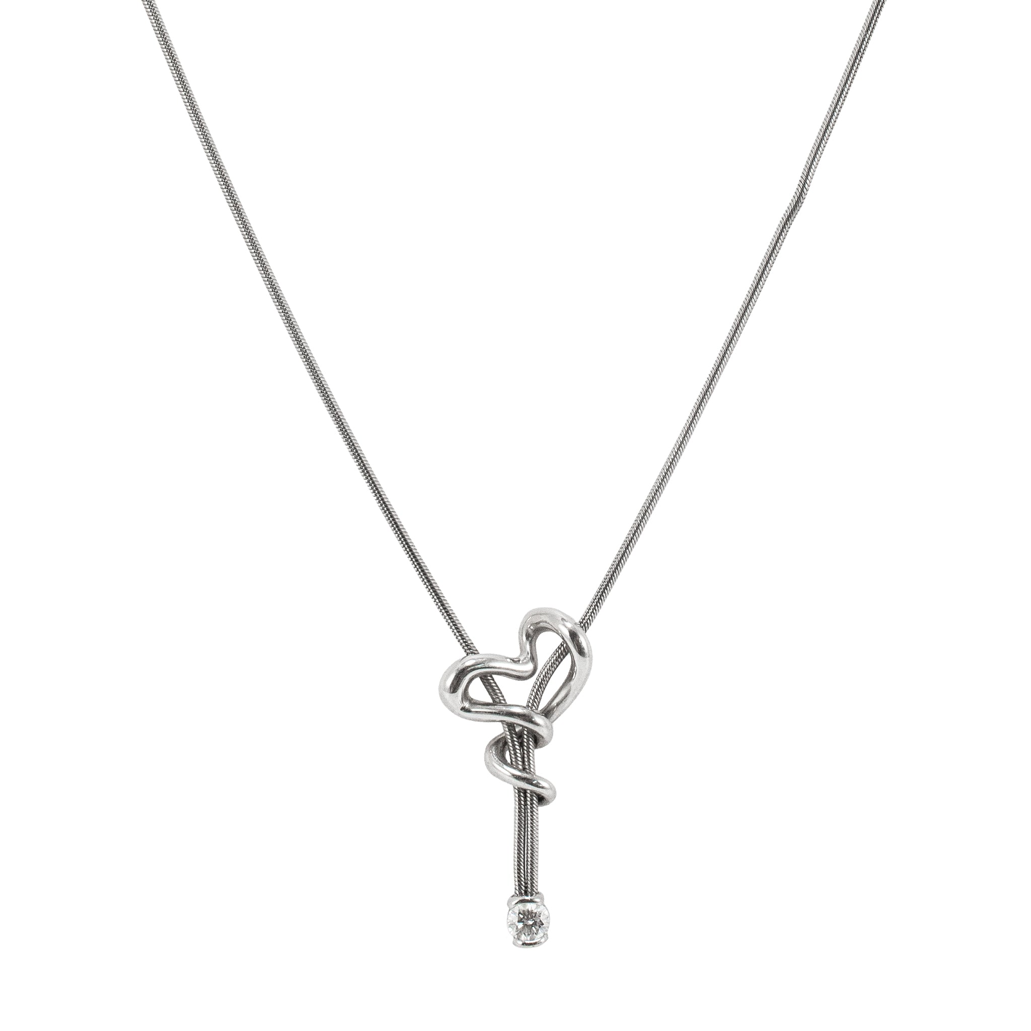 Jose Hess the Squiggle Collection 950 Platinum 0.15ct Round Diamond Necklace