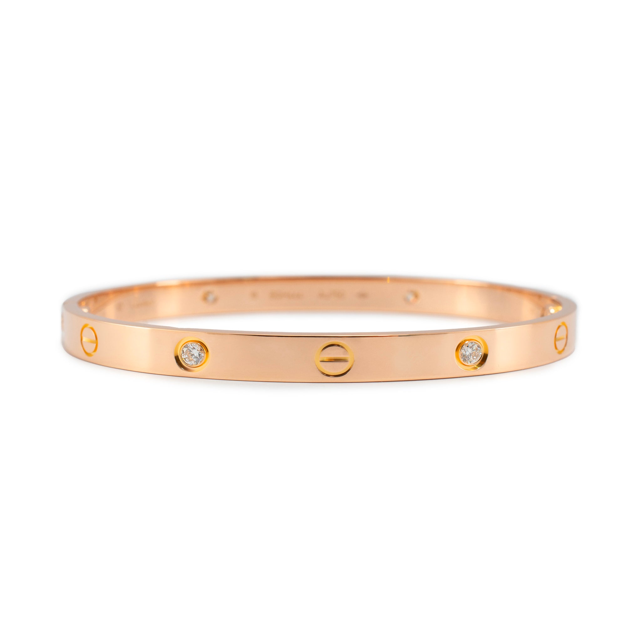 Cartier Love Classic Model 4 Diamonds 18K Rose Gold Bangle Bracelet