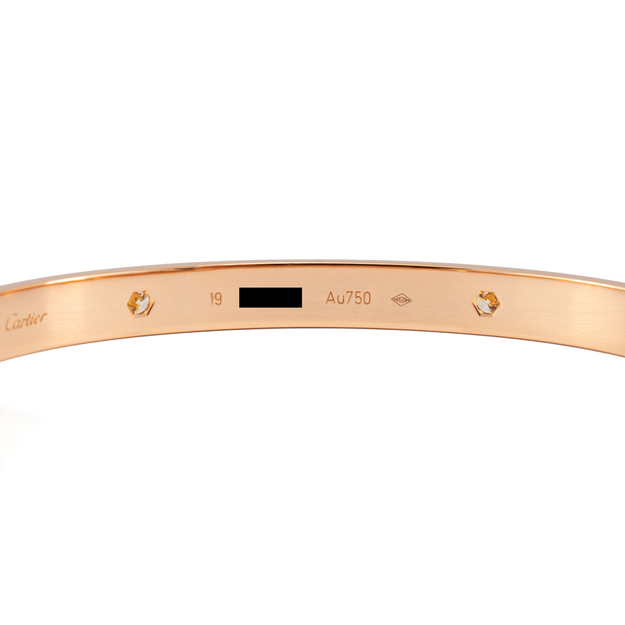 Cartier Love Classic Model 4 Diamonds 18K Rose Gold Bangle Bracelet