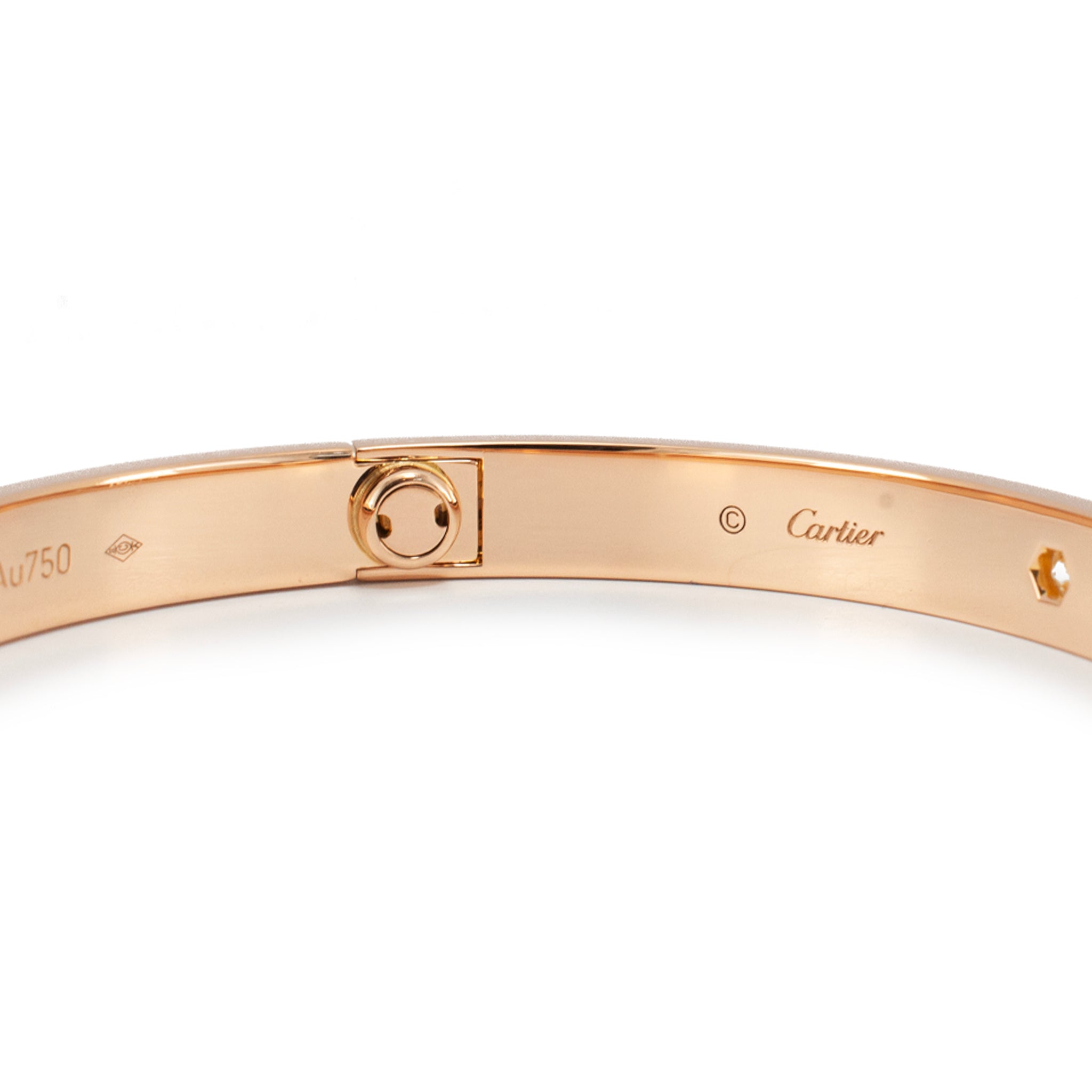 Cartier Love Classic Model 4 Diamonds 18K Rose Gold Bangle Bracelet