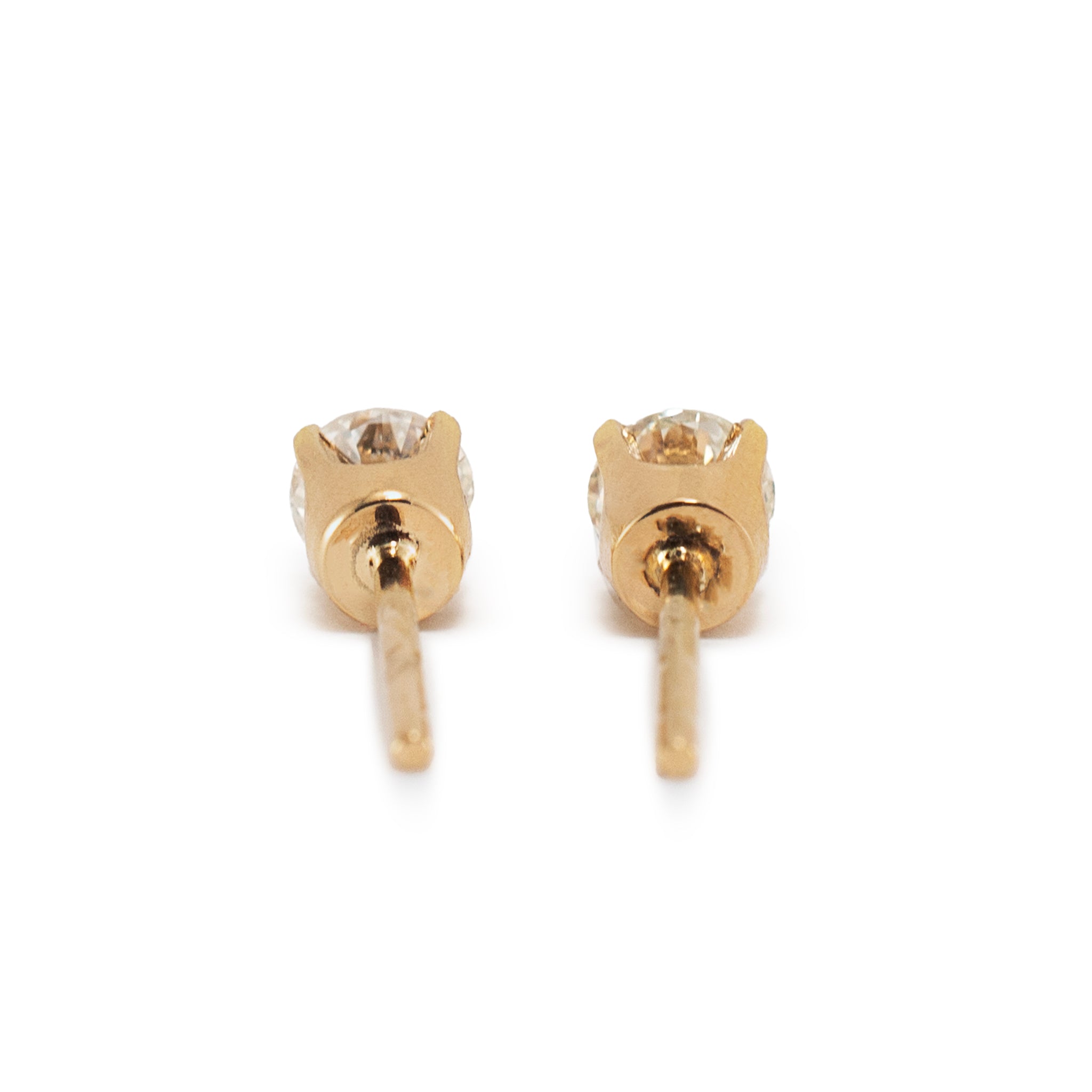 Ladies 14K Yellow Gold 0.55ct Diamond Push Back Stud Earrings