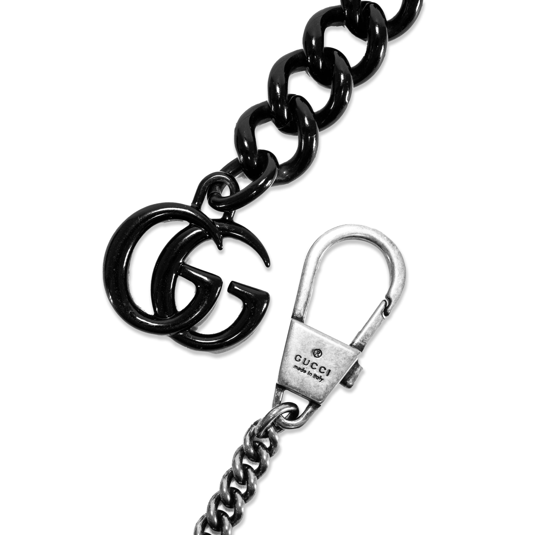 Gucci GG Black Calfskin Matelasse Monochrome Marmont Chain Belt Bag