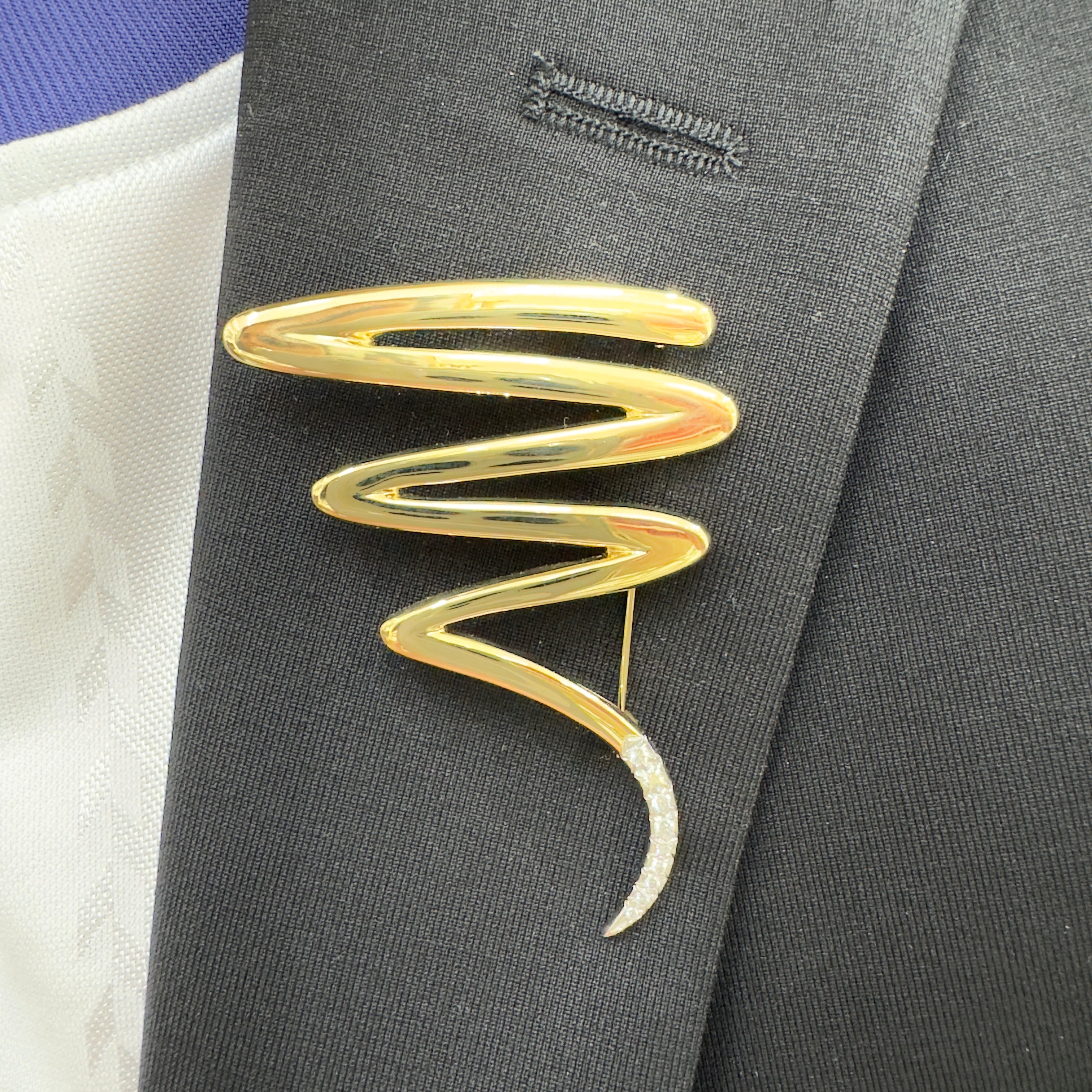 Vintage Tiffany & Co. Large Paloma Picasso 18K Gold Platinum Diamond PIN Brooch