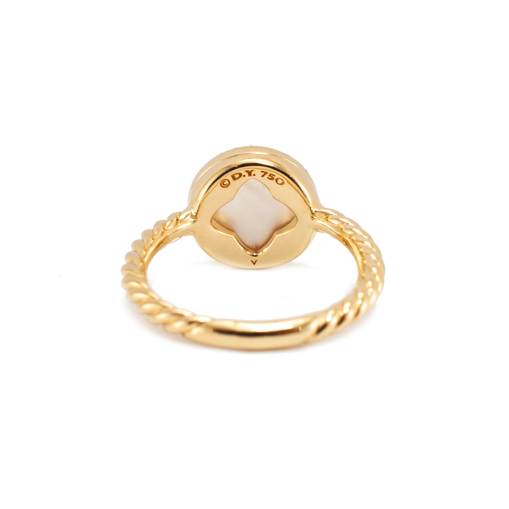 David Yurman Dy Elements 18K Yellow Gold Diamond Mother of Pearl Cocktail Ring