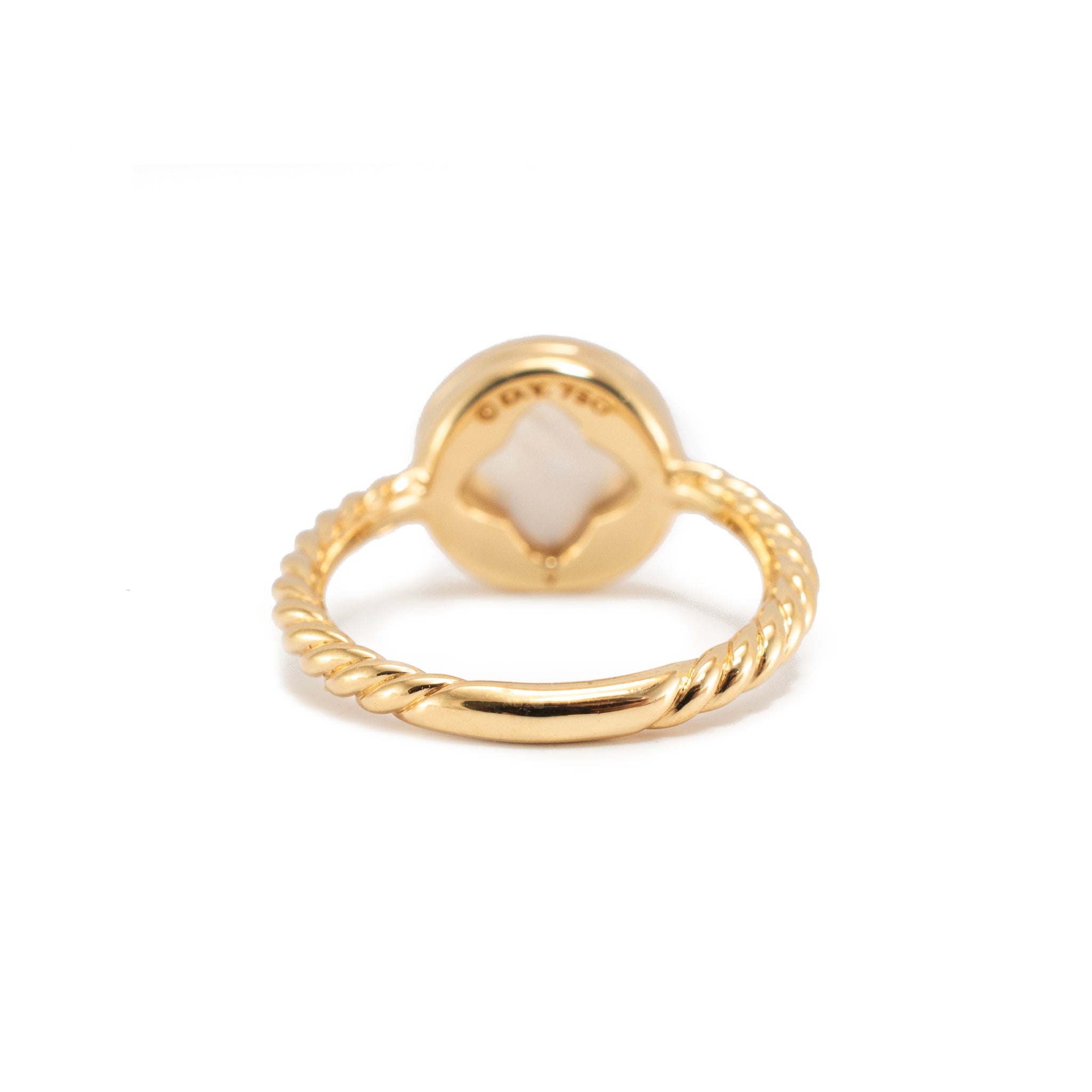 David Yurman Dy Elements 18K Yellow Gold Diamond Mother of Pearl Cocktail Ring