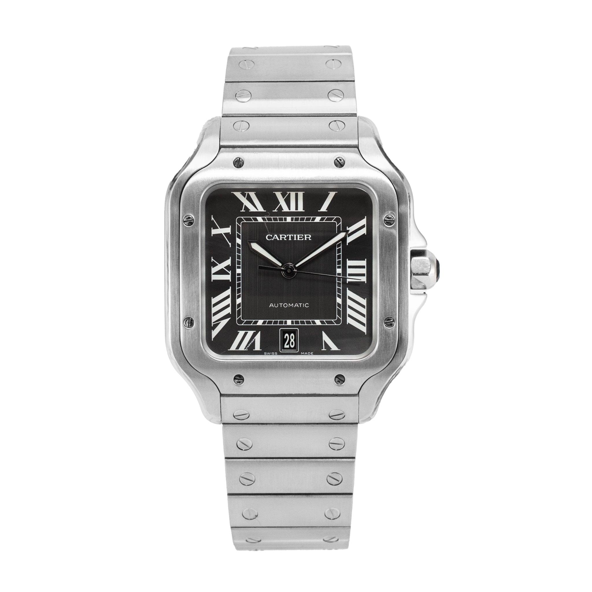 Cartier Santos 39.8mm 4072 / WSSA0037 Gray Roman Dial Steel Automatic Watch