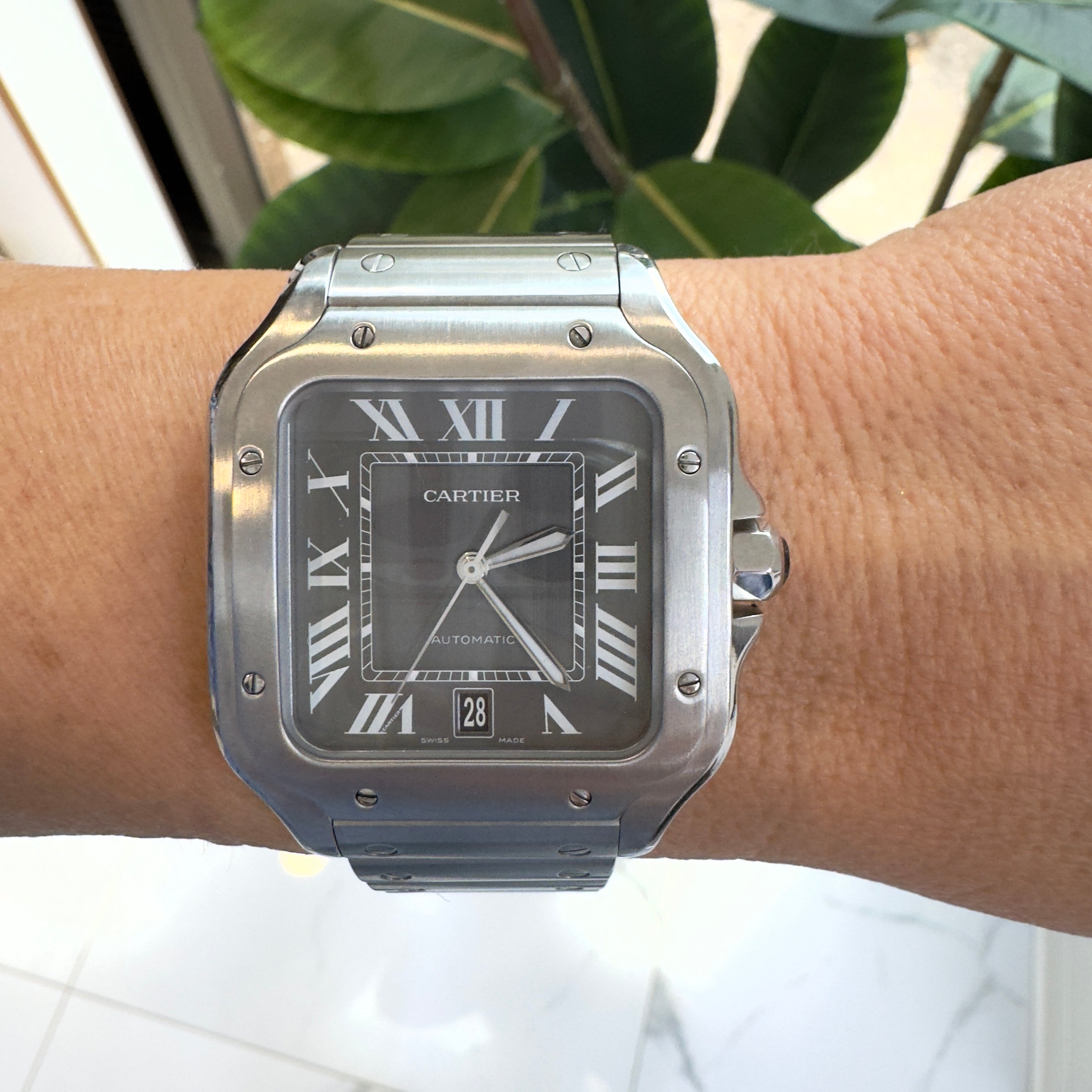 Cartier Santos 39.8mm 4072 / WSSA0037 Gray Roman Dial Steel Automatic Watch