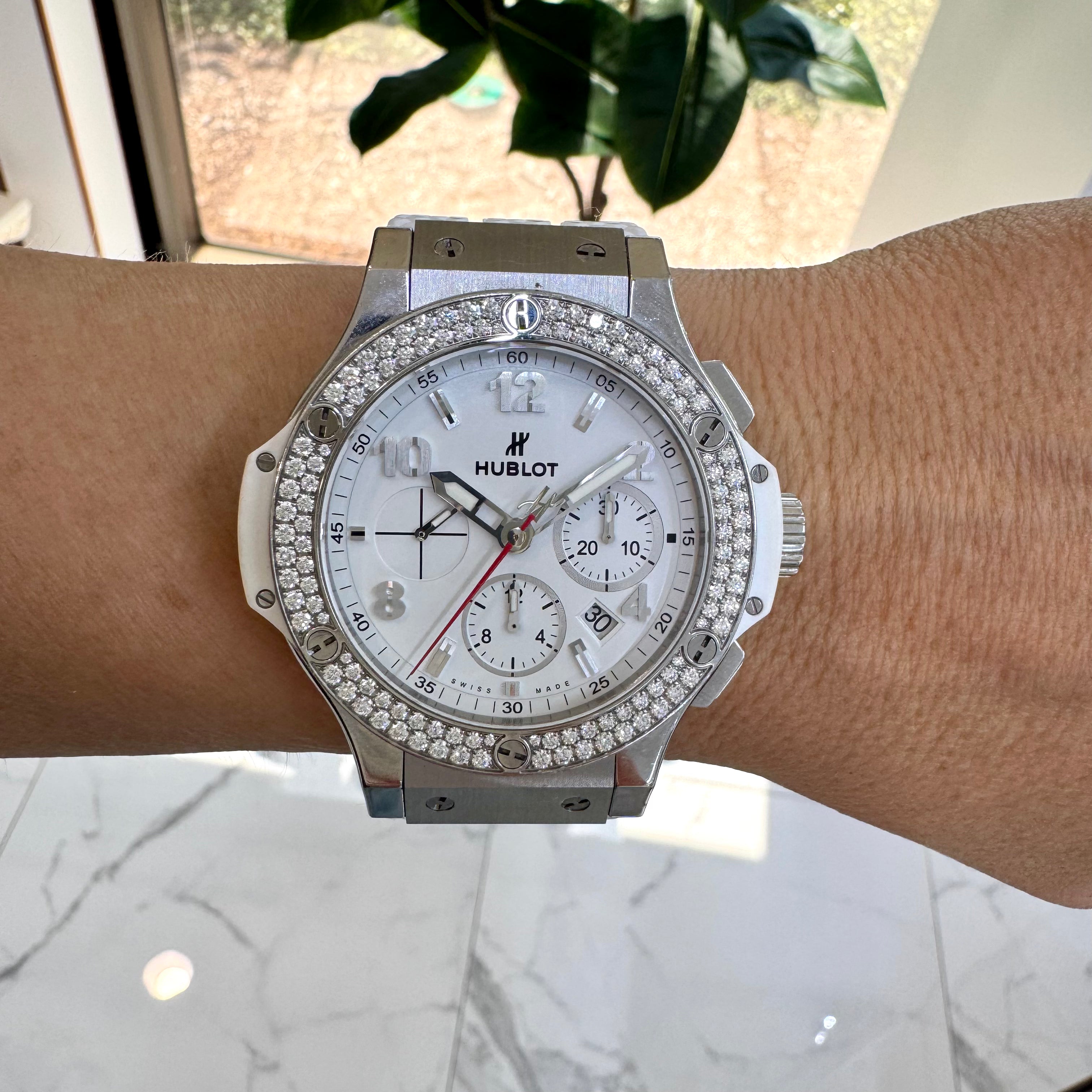 Hublot Big Bang St. Moritz 44 MM 301.SE.030.RW.114 Diamond Bezel Steel Watch