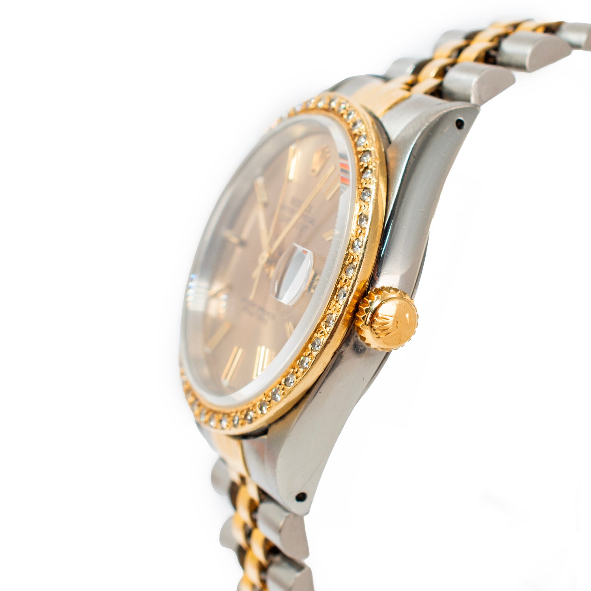 Rolex Datejust 36MM 16233 Bronze Diamond Bezel Jubilee Gold Steel Watch