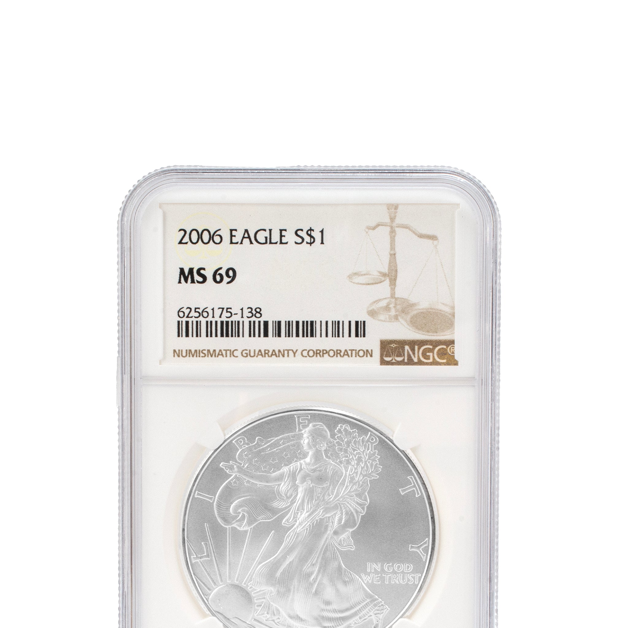 2006 1 Oz NGC MS 69 1$ Fine Silver American Eagle Liberty Coin