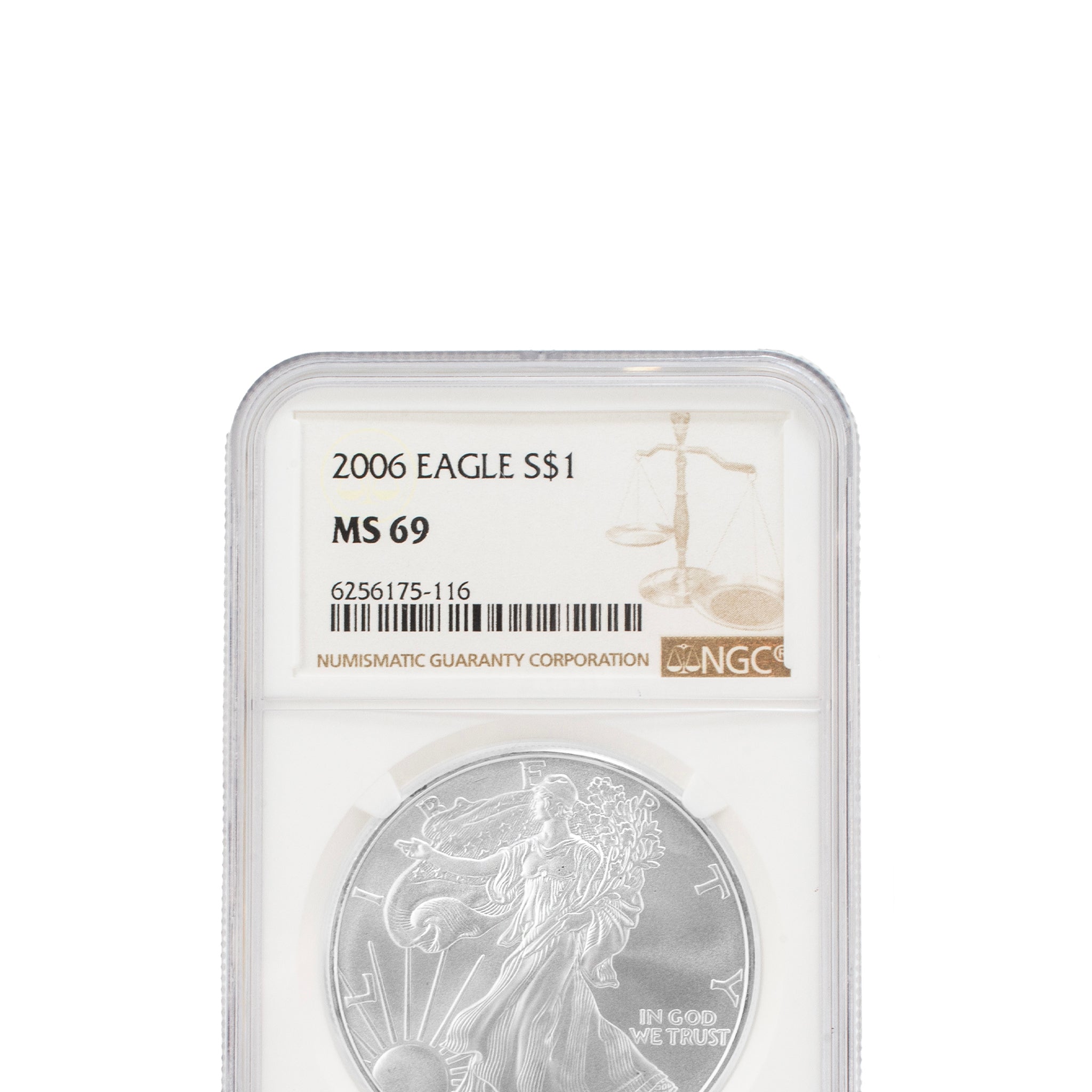 2006 1 Oz NGC MS 69 1$ Fine Silver American Eagle Liberty Coin