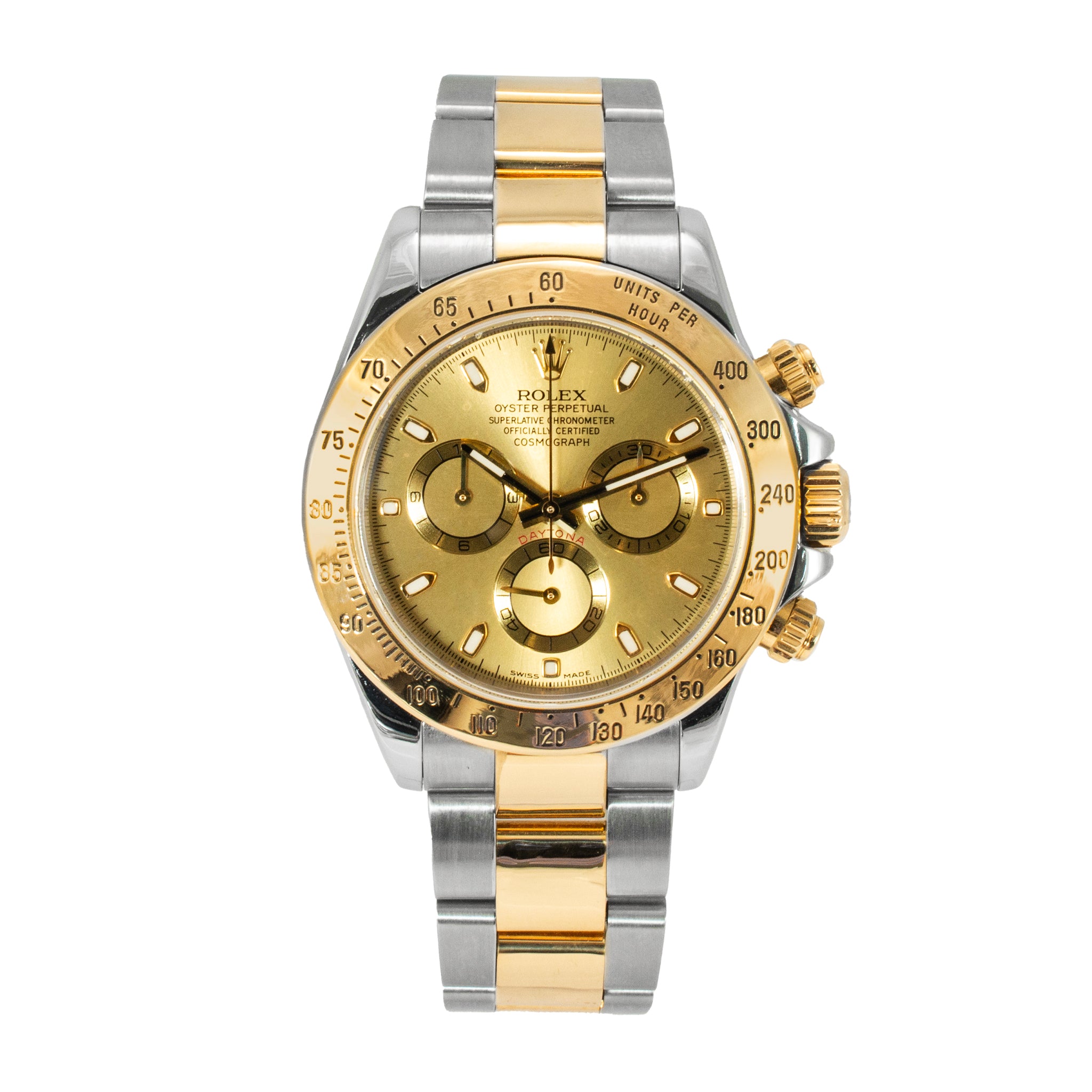 2007 Rolex Daytona Cosmograph 40MM 116523 Champagne Dial Oyster Gold Steel Watch