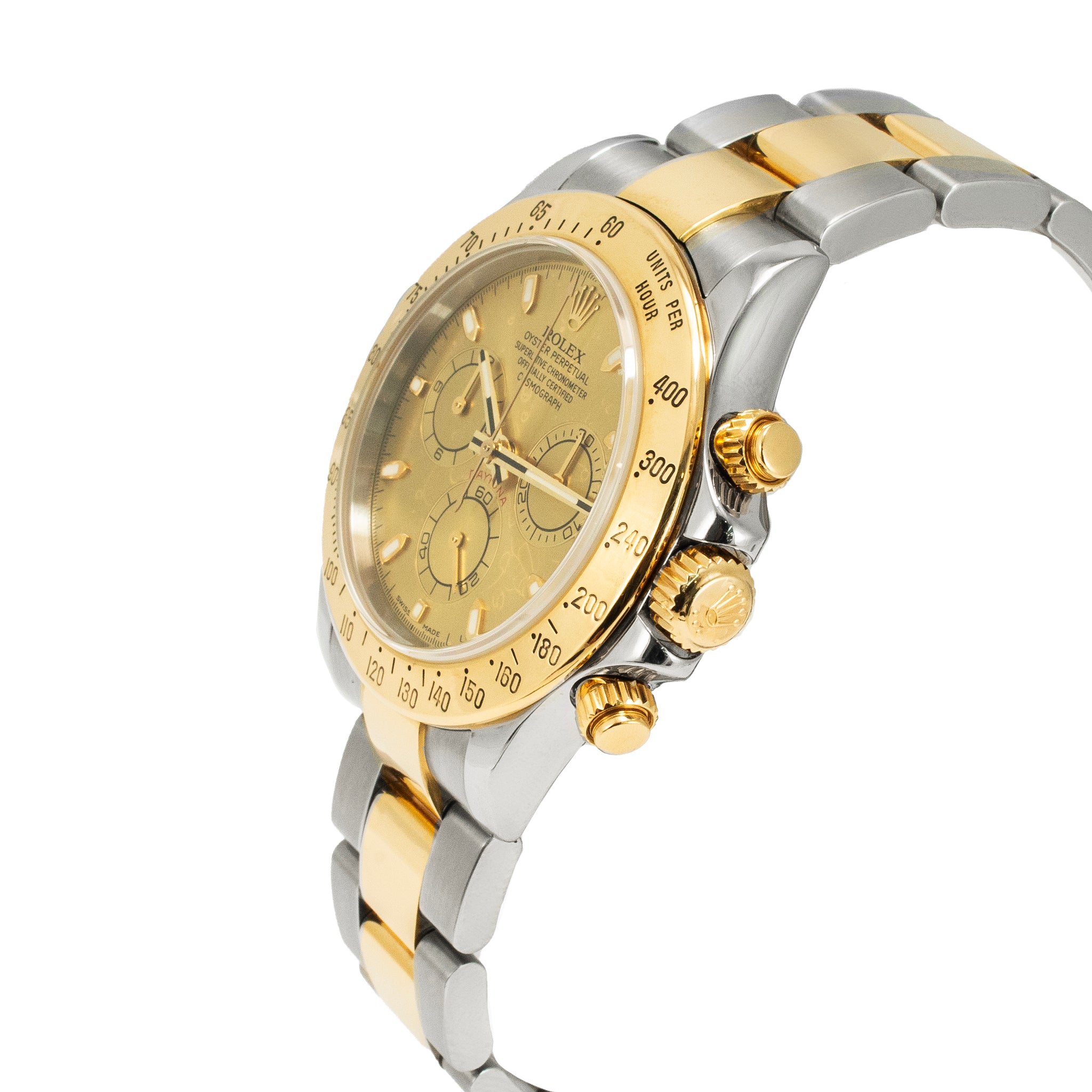 2007 Rolex Daytona Cosmograph 40MM 116523 Champagne Dial Oyster Gold Steel Watch