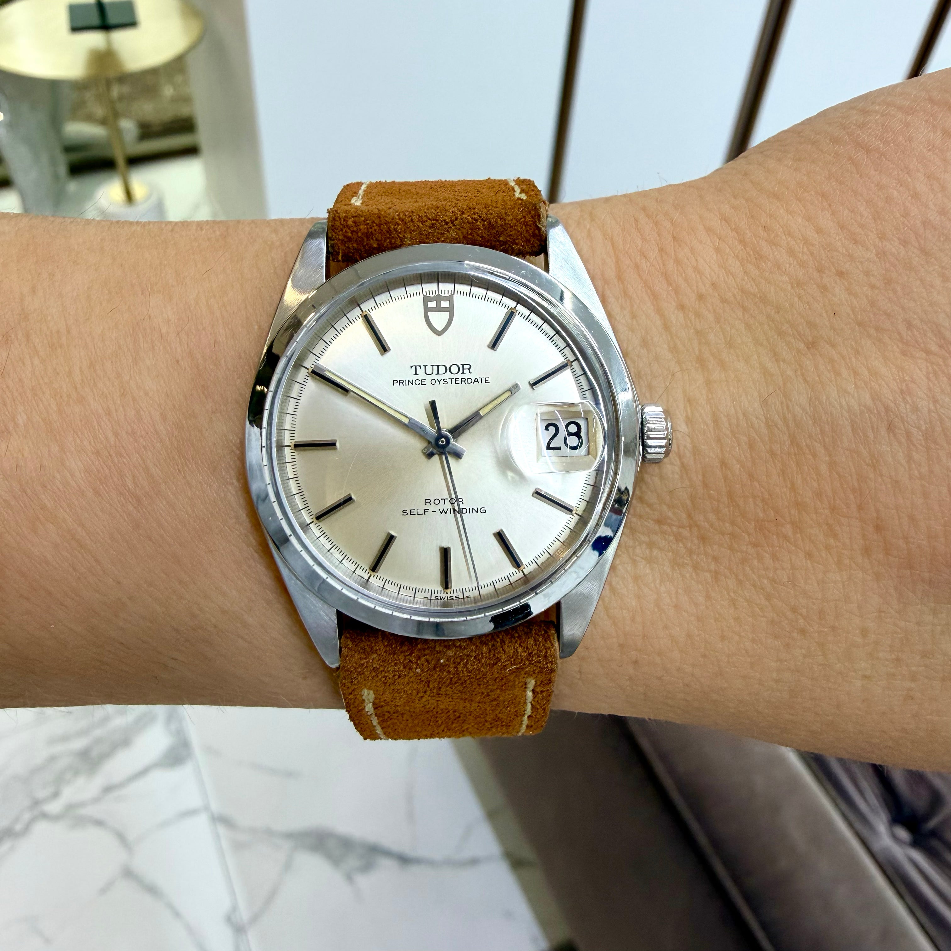 Vintage Tudor Prince Oysterdate 34MM 9050/0 Brown Steel Self Winding Watch