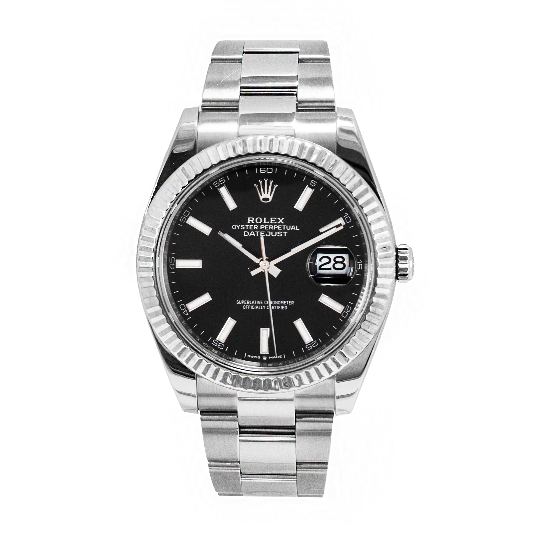 Rolex Datejust 41MM 126334 Black Stick Fluted Bezel Oyster Steel Men’s Watch