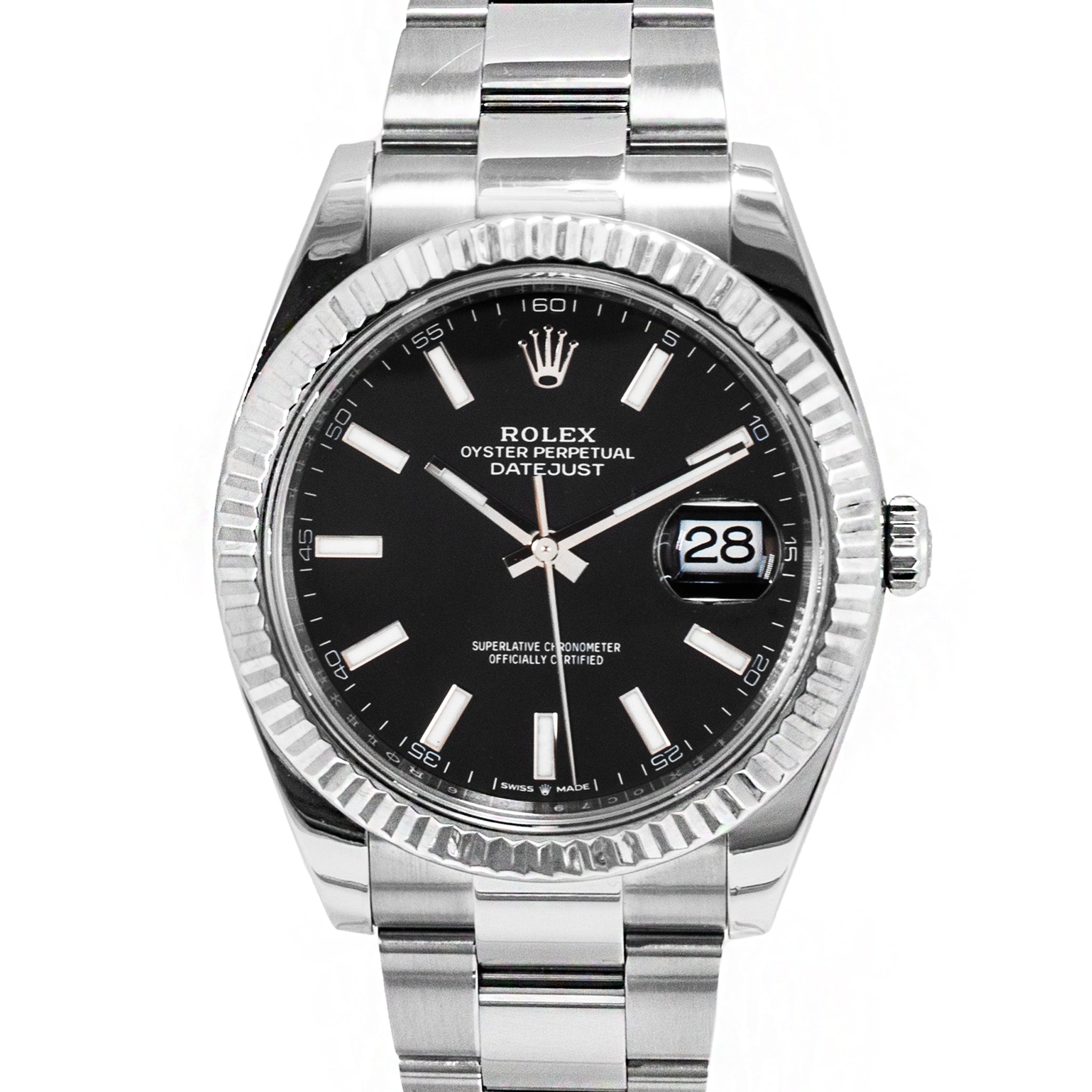 Rolex Datejust 41MM 126334 Black Stick Fluted Bezel Oyster Steel Men’s Watch