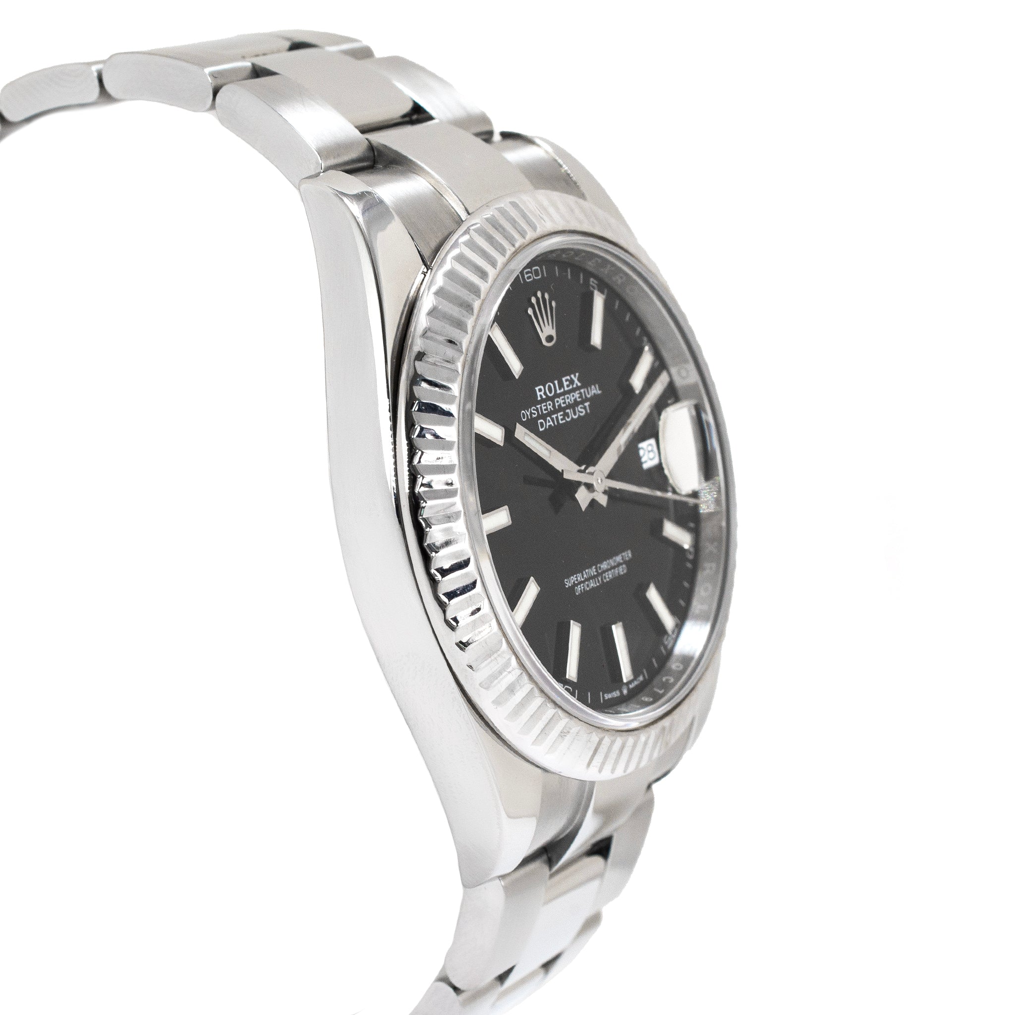 Rolex Datejust 41MM 126334 Black Stick Fluted Bezel Oyster Steel Men’s Watch