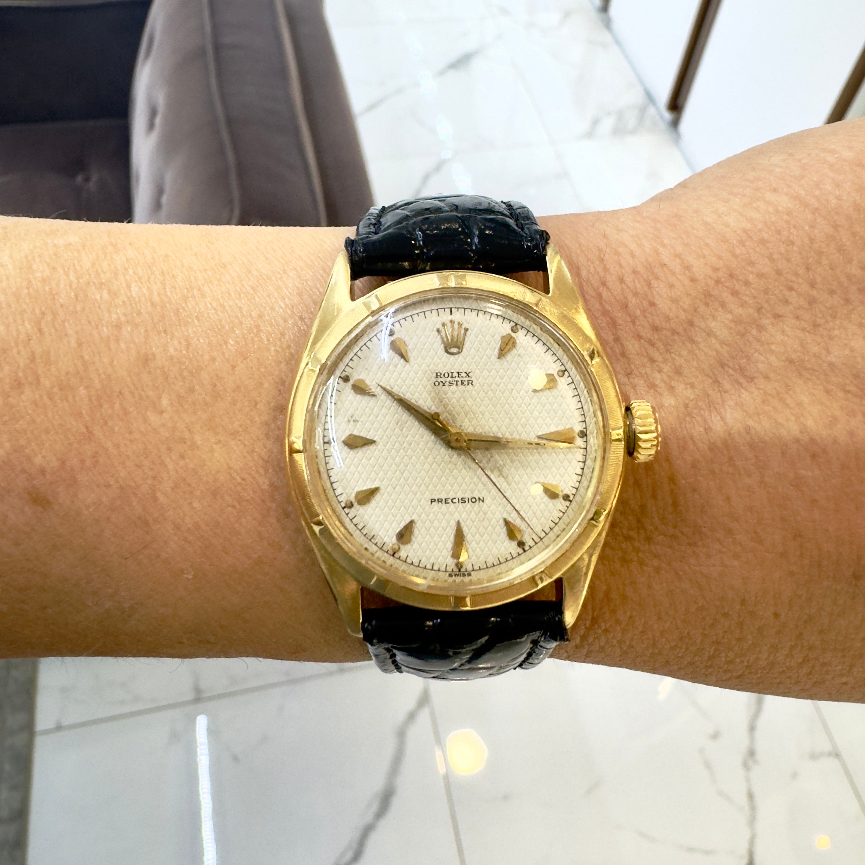 Vintage 1962 Rolex Oyster Precision 32MM 6418 18K Gold Manual Winding Watch