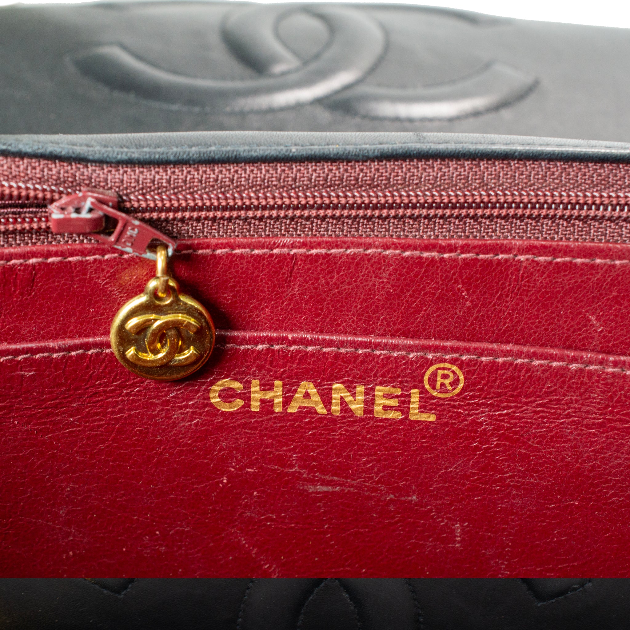 Vintage Chanel 1990s Black Lambskin Leather Quilted XL Jumbo Flap Bag