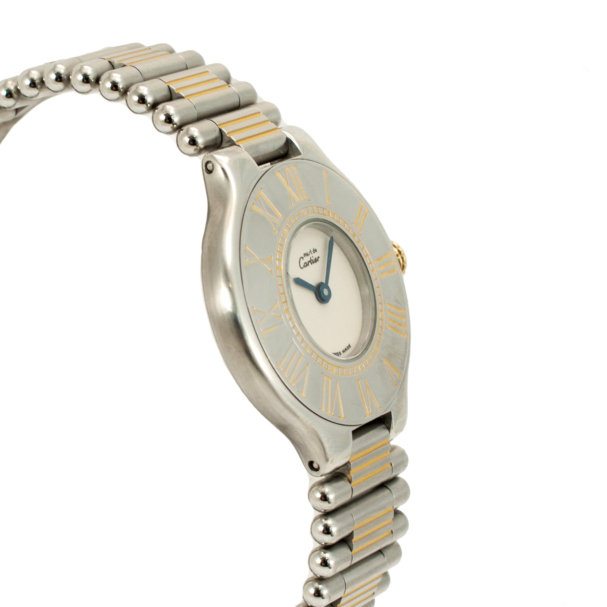 Ladies Vintage Cartier 21 Must de 28MM 125000P 18K Yellow Gold Steel Watch