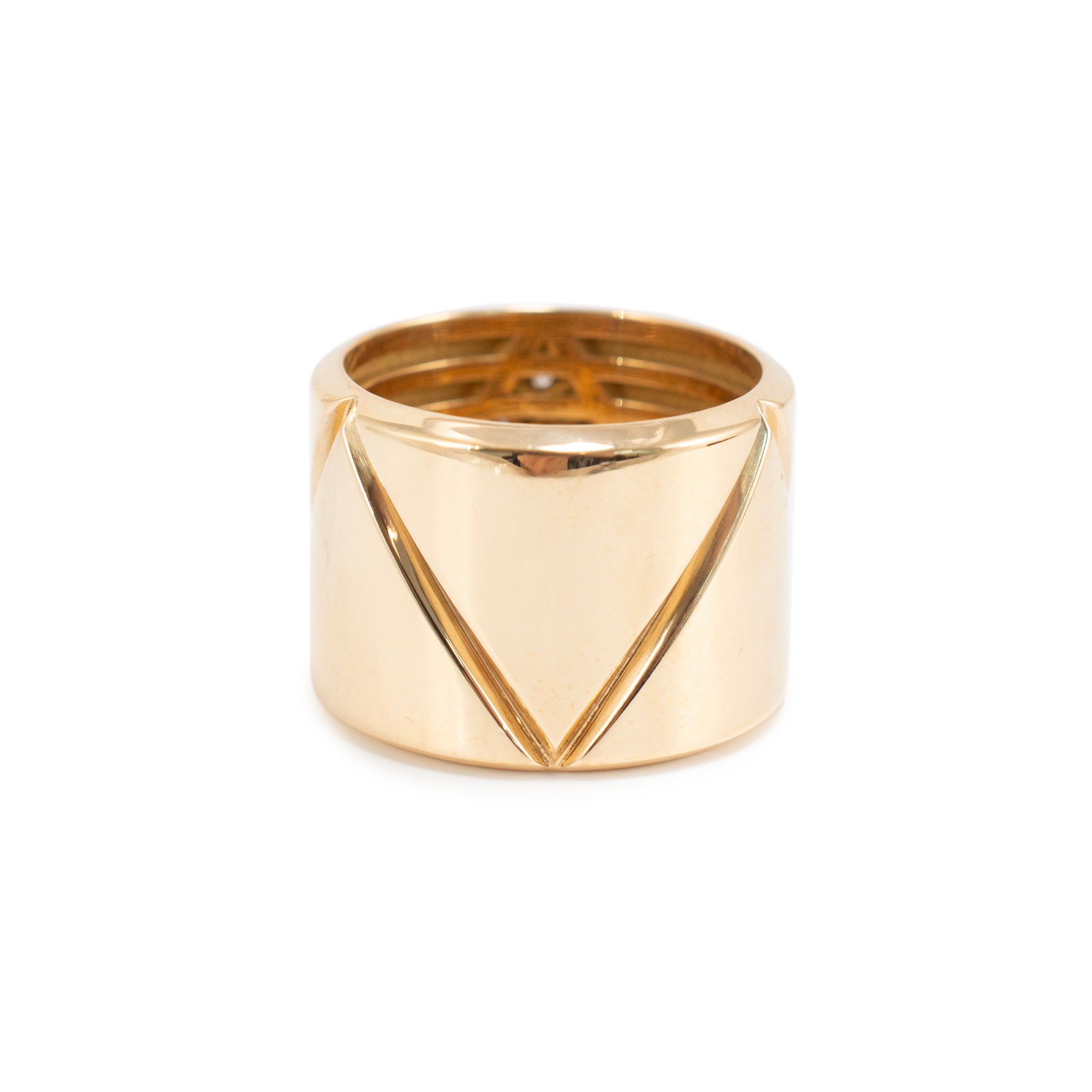 Marina B. 1978 Milano 18K Yellow Gold 1.05ct Pave Diamond Triangoli Band Ring