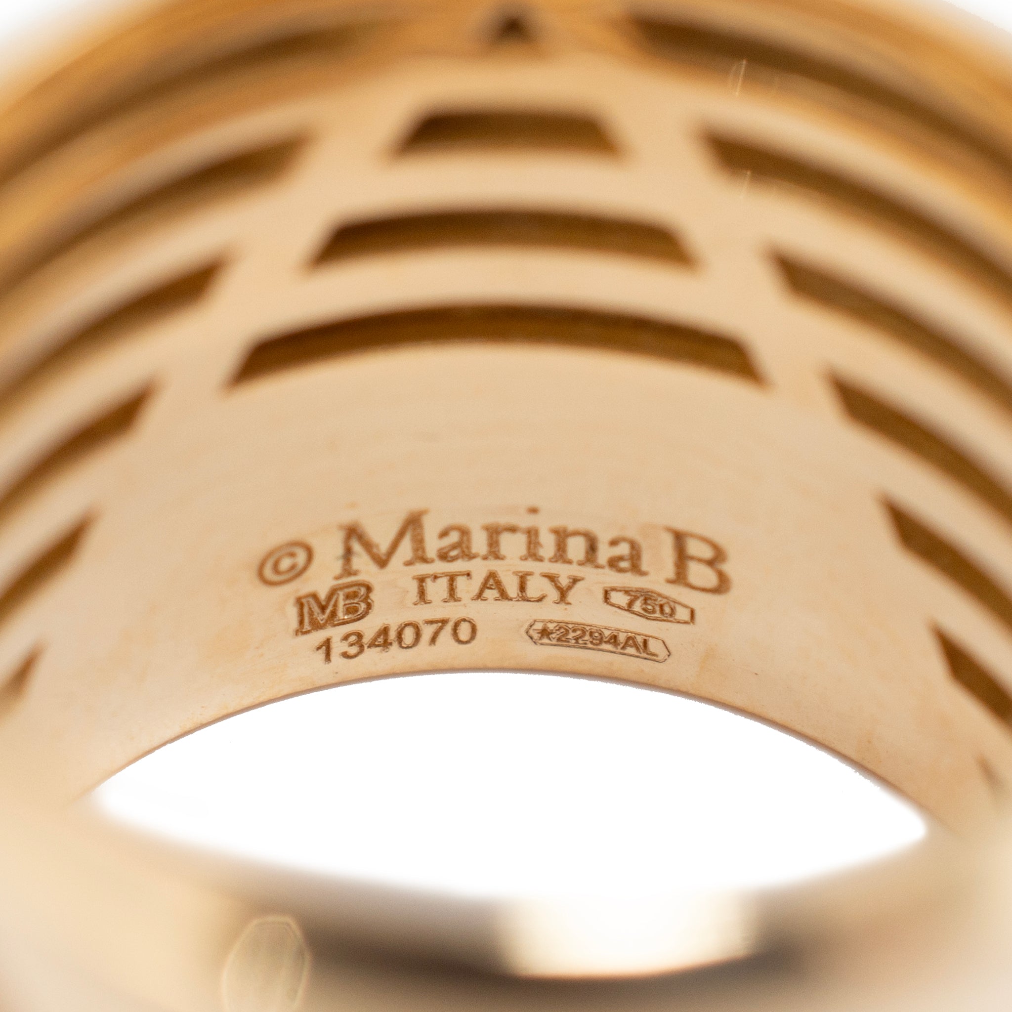 Marina B. 1978 Milano 18K Yellow Gold 1.05ct Pave Diamond Triangoli Band Ring