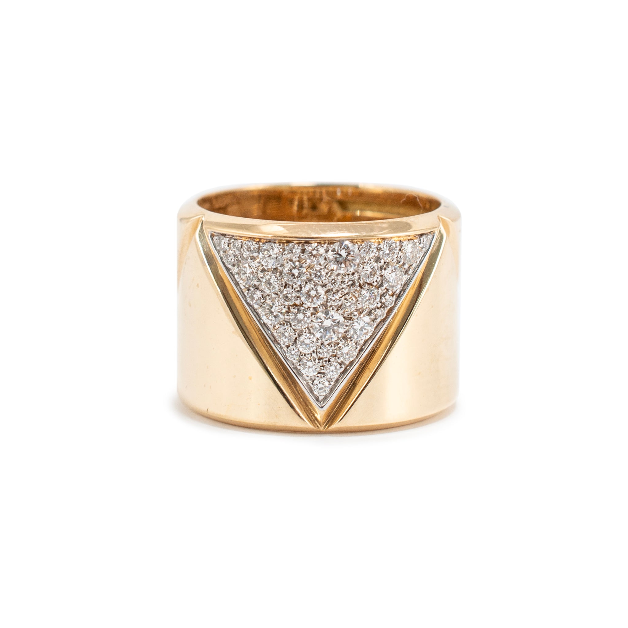 Marina B. 1978 Milano 18K Yellow Gold 1.05ct Pave Diamond Triangoli Band Ring