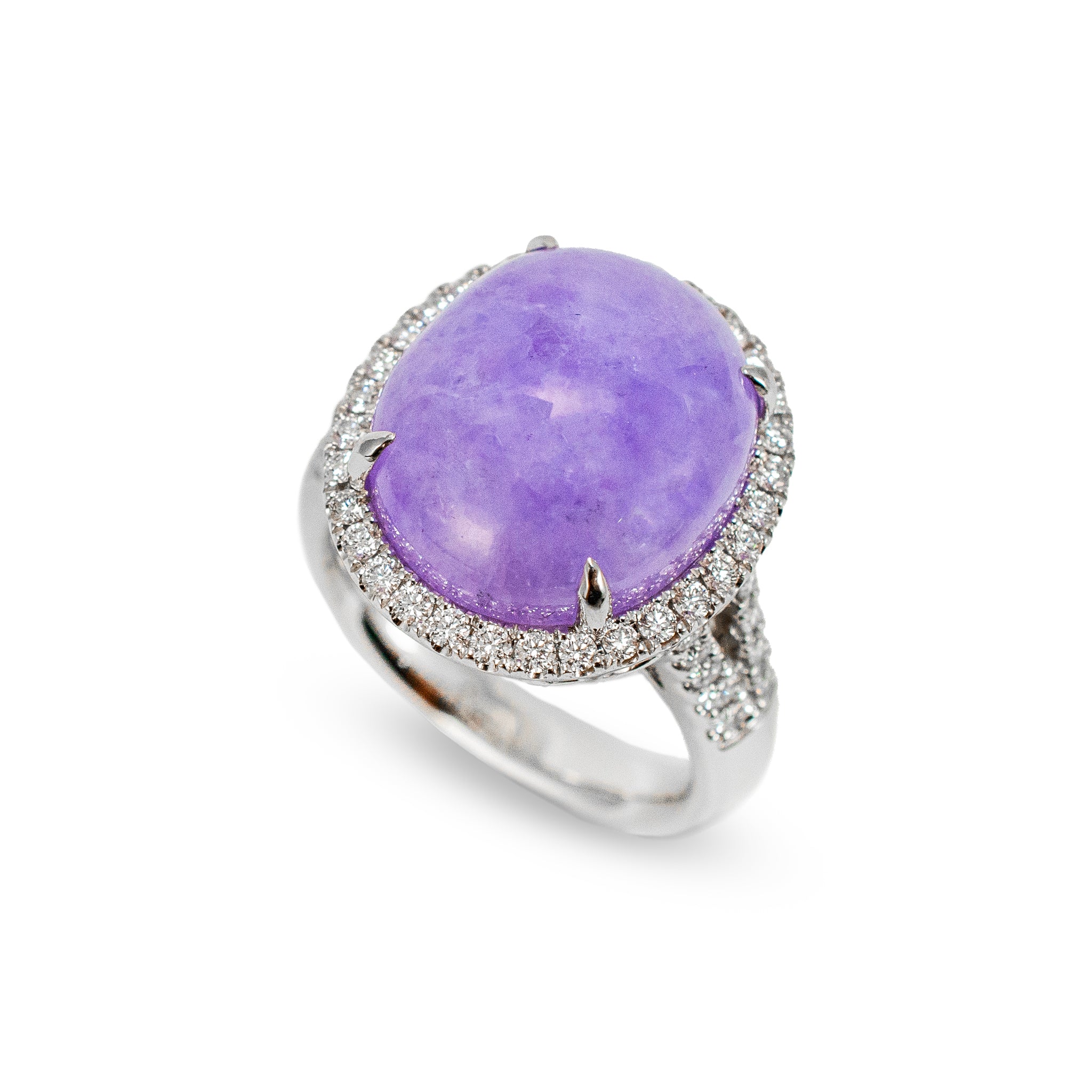 950 Platinum GIA Type a 10.09ct Purple Jade Halo Diamond Cocktail Ring Pendant