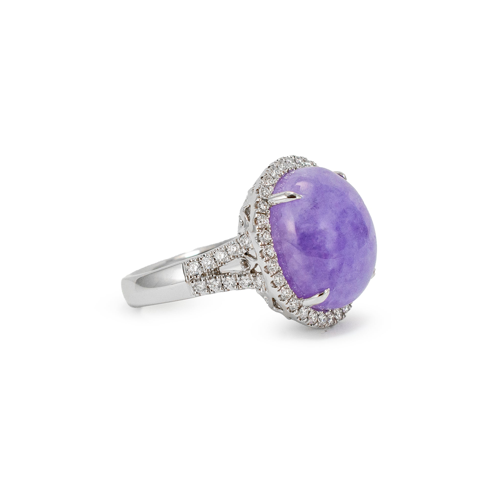 950 Platinum GIA Type a 10.09ct Purple Jade Halo Diamond Cocktail Ring Pendant