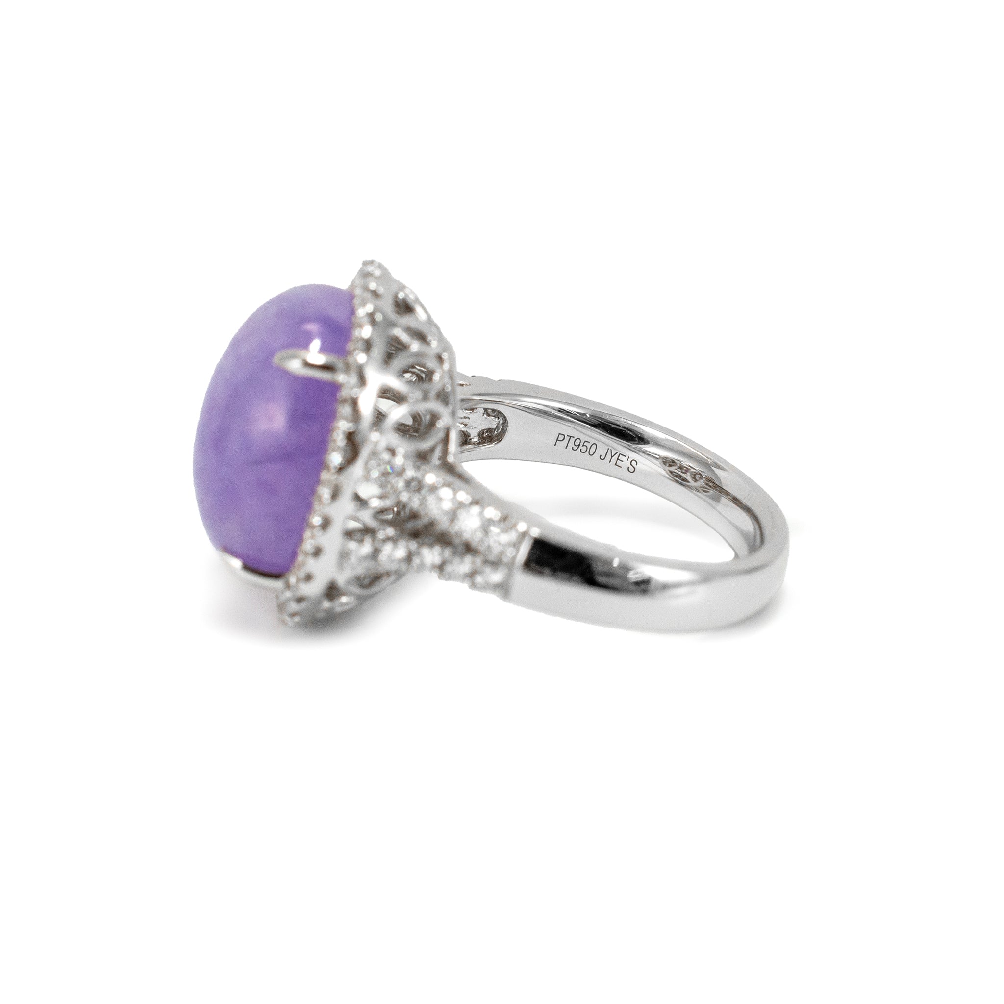 950 Platinum GIA Type a 10.09ct Purple Jade Halo Diamond Cocktail Ring Pendant