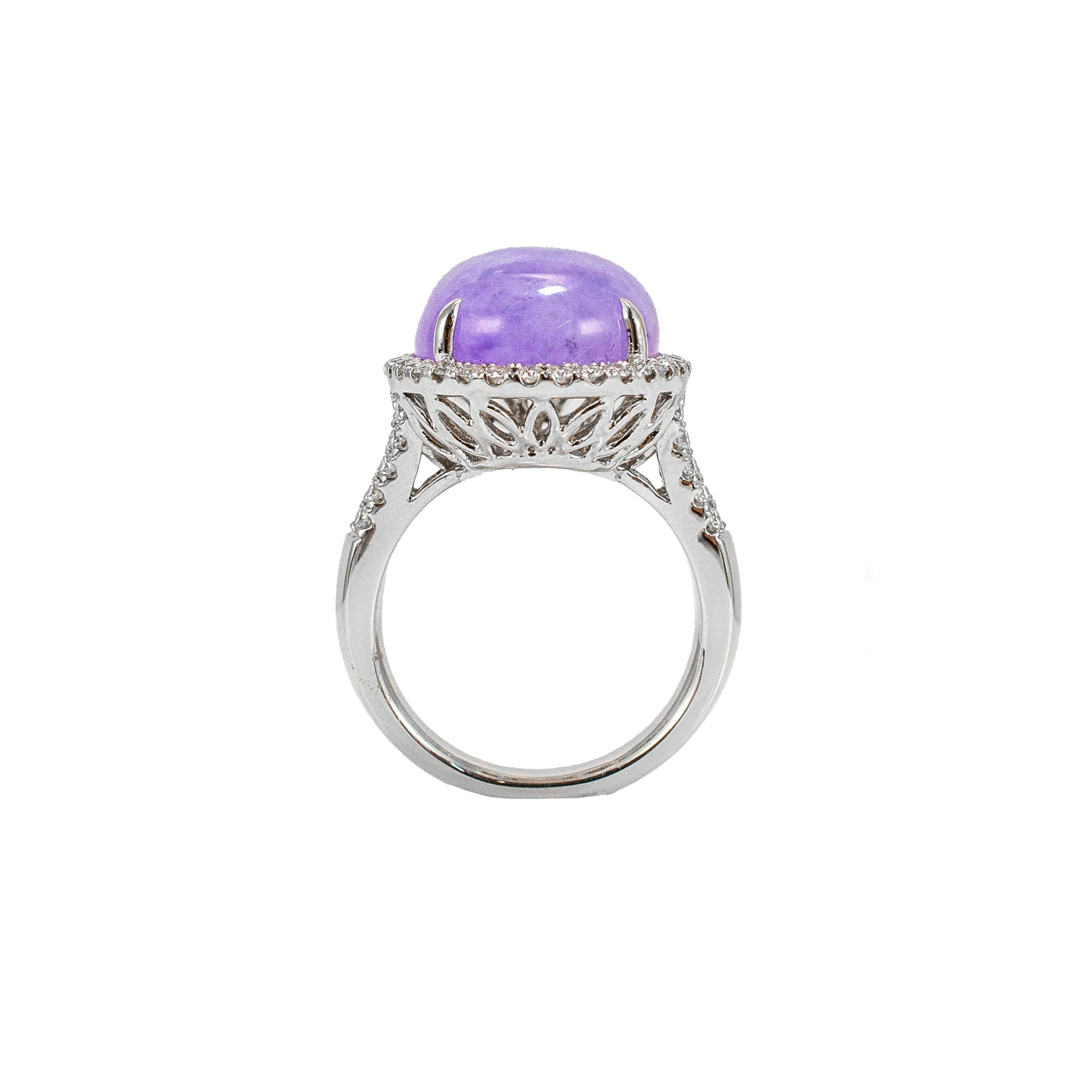 950 Platinum GIA Type a 10.09ct Purple Jade Halo Diamond Cocktail Ring Pendant