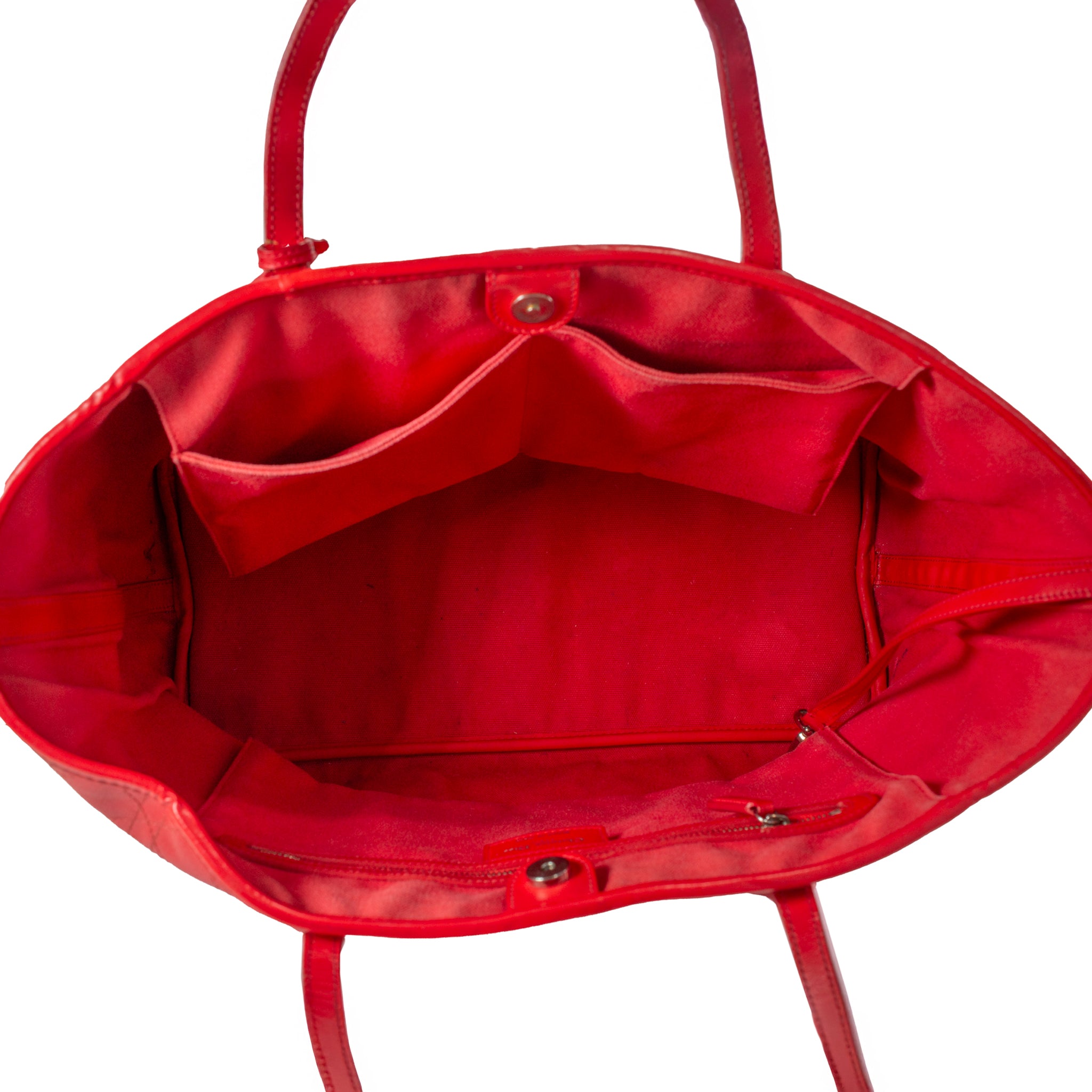 Christian Dior Panarea Medium Red Cannage Quilted Nylon Tote Handbag