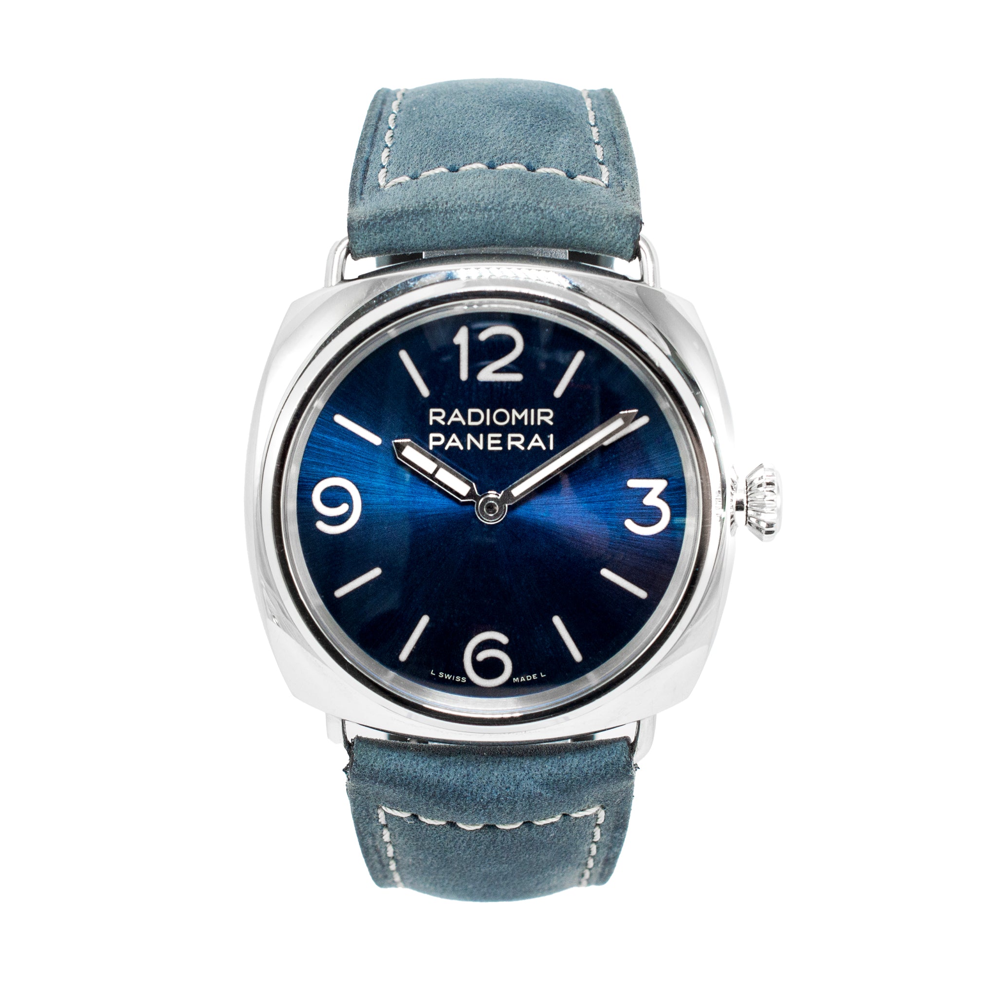 Panerai Radiomir Officine 45MM PAM 01383 Blue Dial Steel Hand Winding Watch