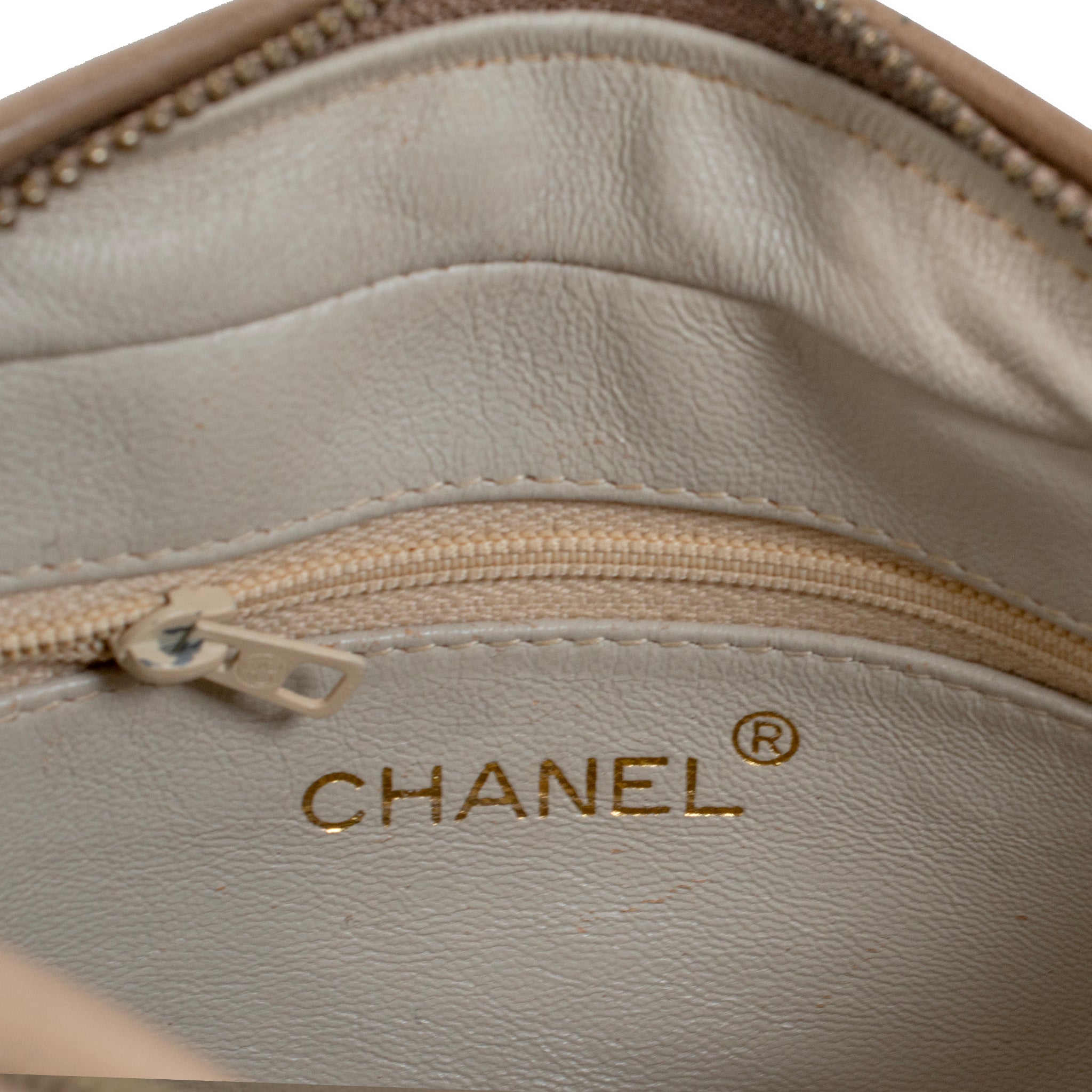 Vintage Chanel Quilted Beige Quilted Lambskin Leather Tassel Camera Bag