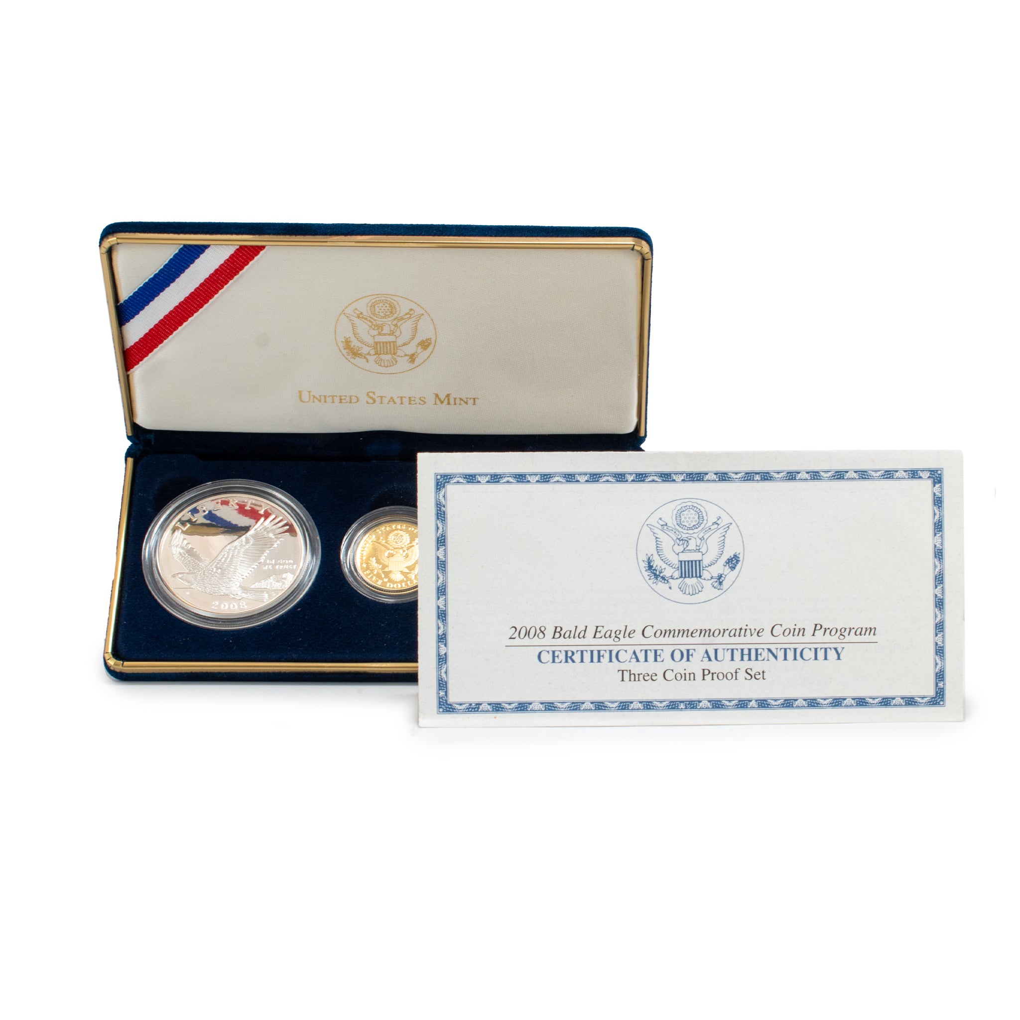 2008 Bald Eagle Gold Silver Nickel 3 Coin Proof Commemorative Set