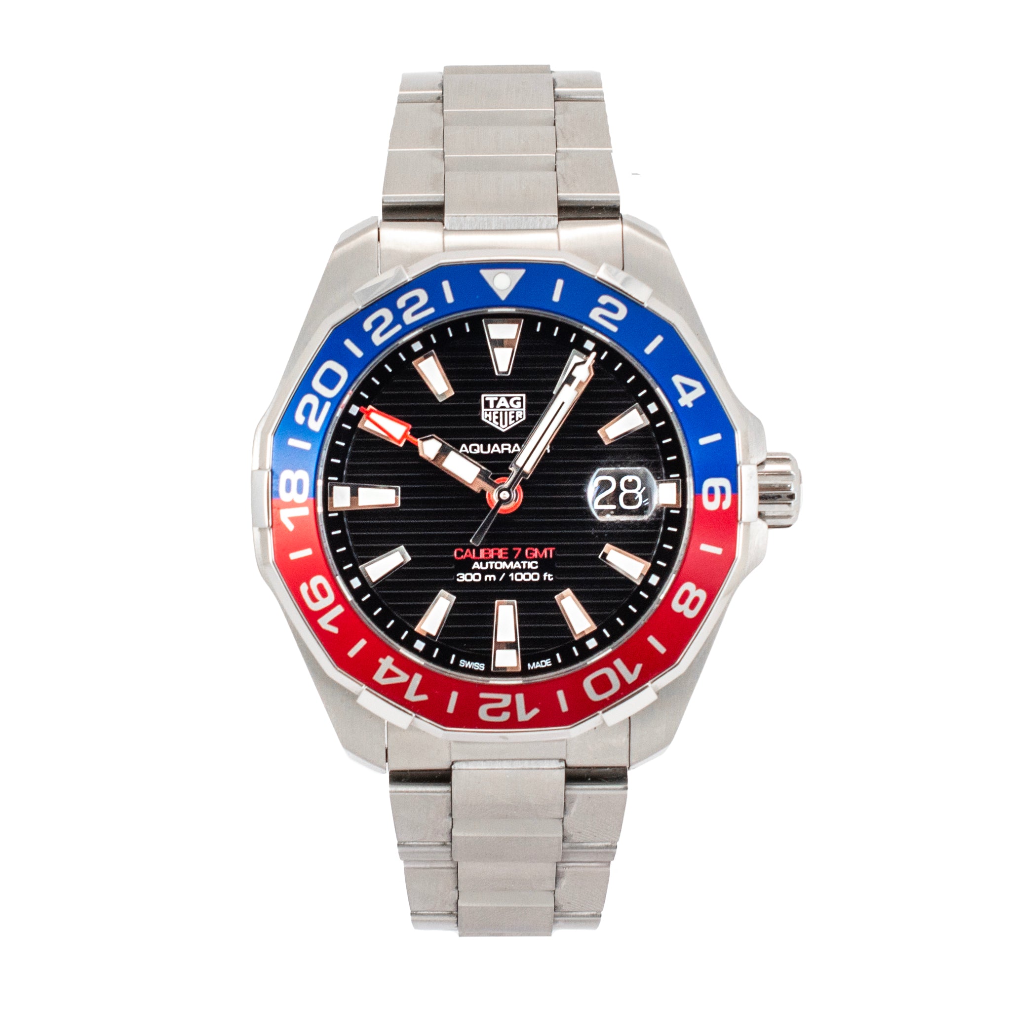 TAG HEUER Aquaracer GMT 43MM WAY201F.BA0927 Pepsi 300M Steel Automatic Watch