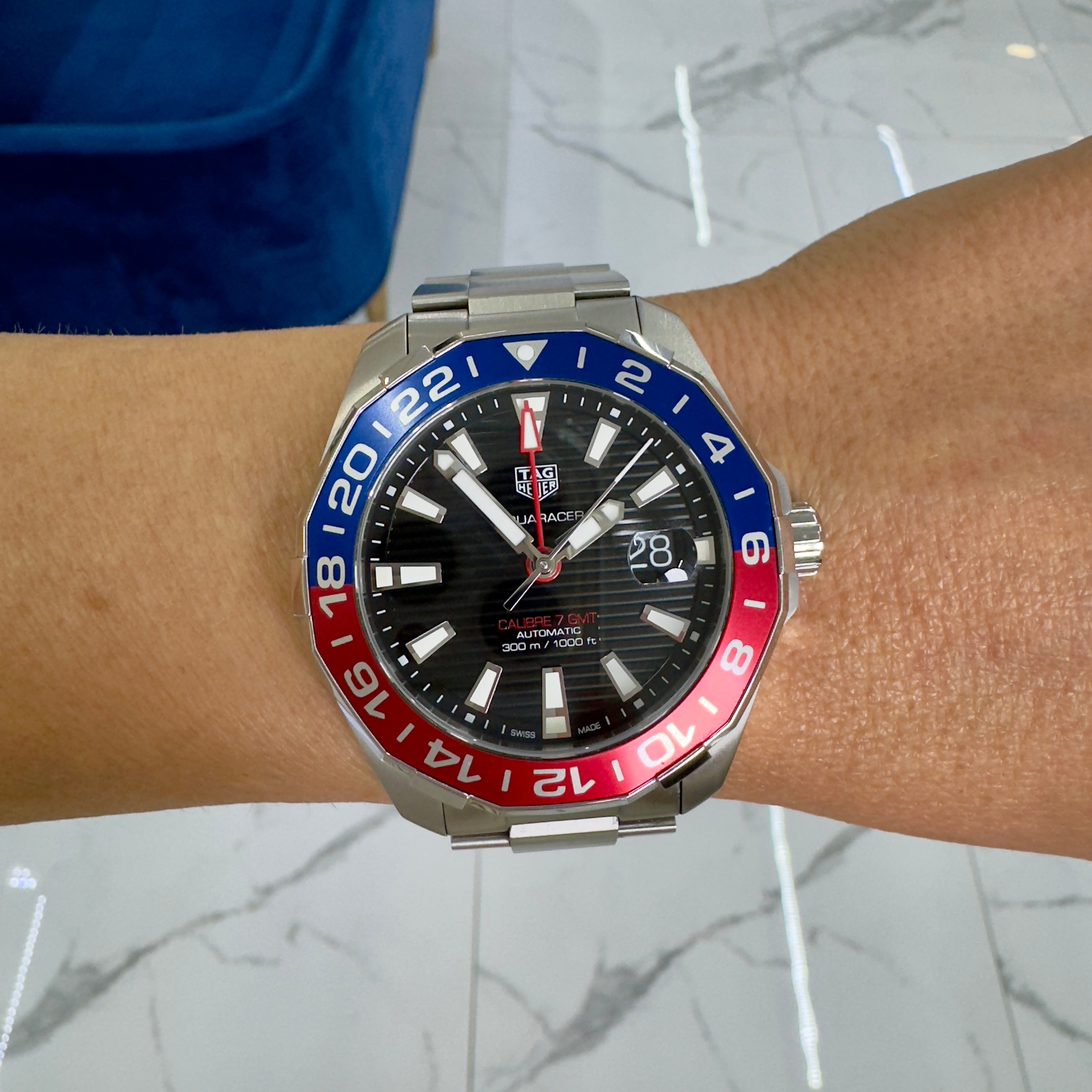 TAG HEUER Aquaracer GMT 43MM WAY201F.BA0927 Pepsi 300M Steel Automatic Watch