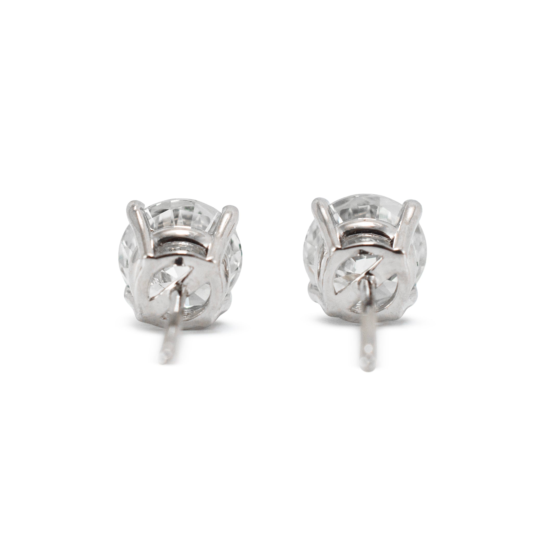 Unisex 14K White Gold 4 Prong Push Back 1.60ct Round Diamond Stud Earrings