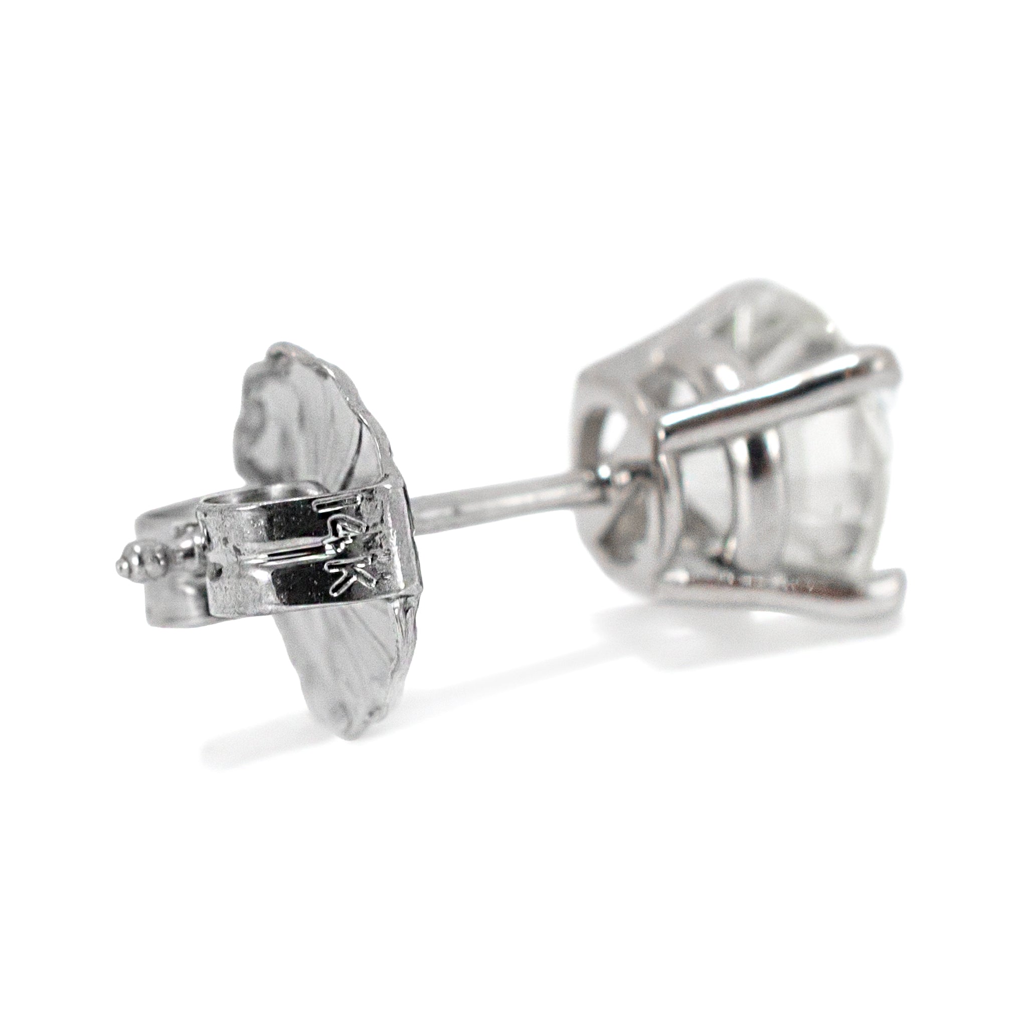 Unisex 14K White Gold 4 Prong Push Back 1.60ct Round Diamond Stud Earrings
