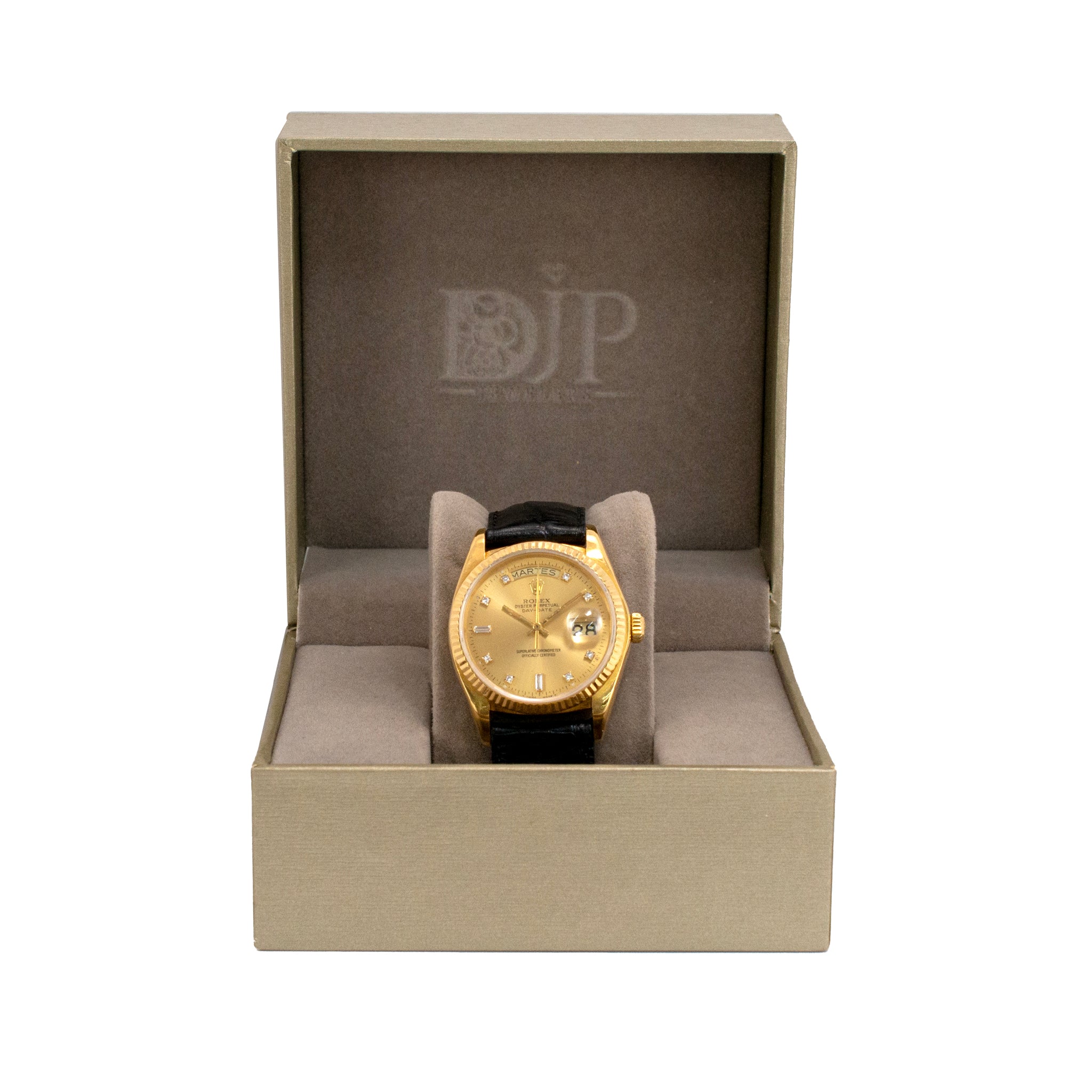 1979 Rolex Day Date 36MM 18078 President Diamond Dial Black 18K Gold Watch