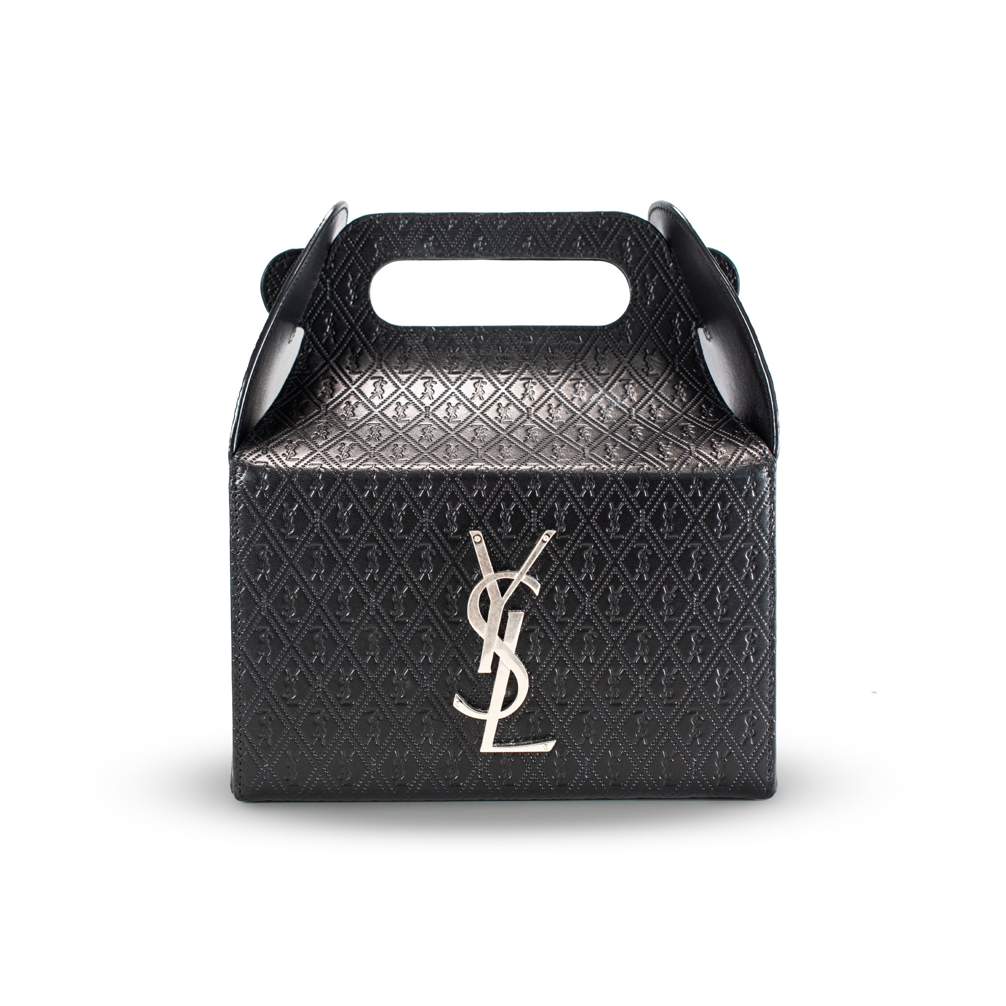 Saint Laurent Calfskin Monogram Take Away Black Box Top Handle Bag