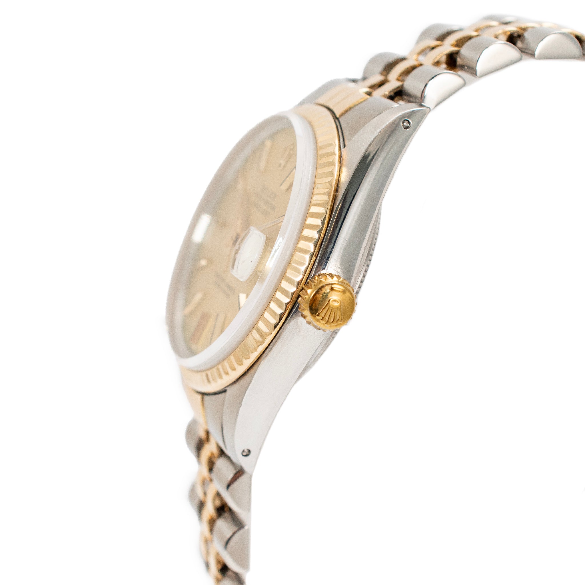 Rolex Datejust 36MM 16013 Gold Dial Jubilee Fluted 18K Yellow Gold Steel Watch