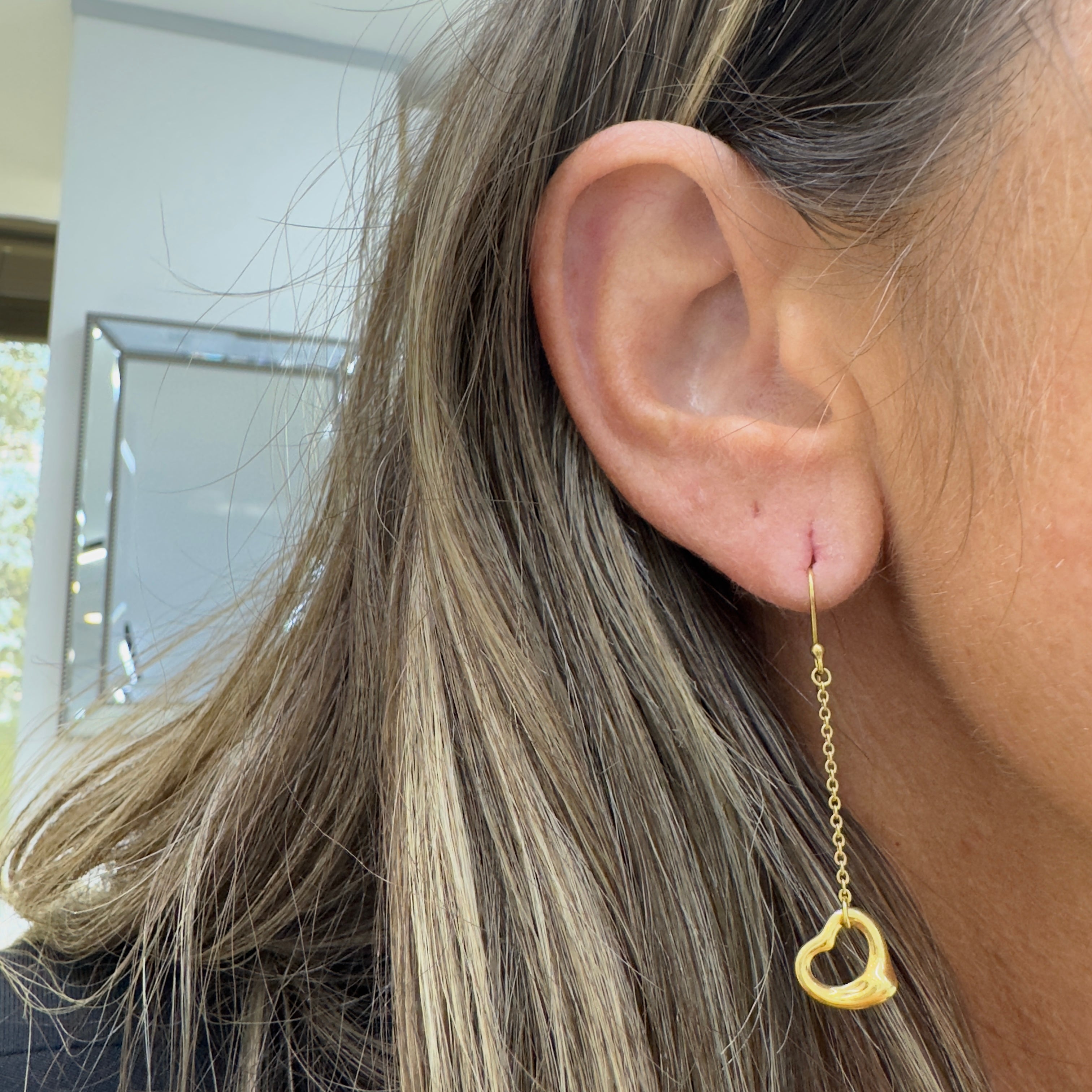 Tiffany & Co. Elsa Peretti 18K Yellow Gold Open Heart Dangle Earrings