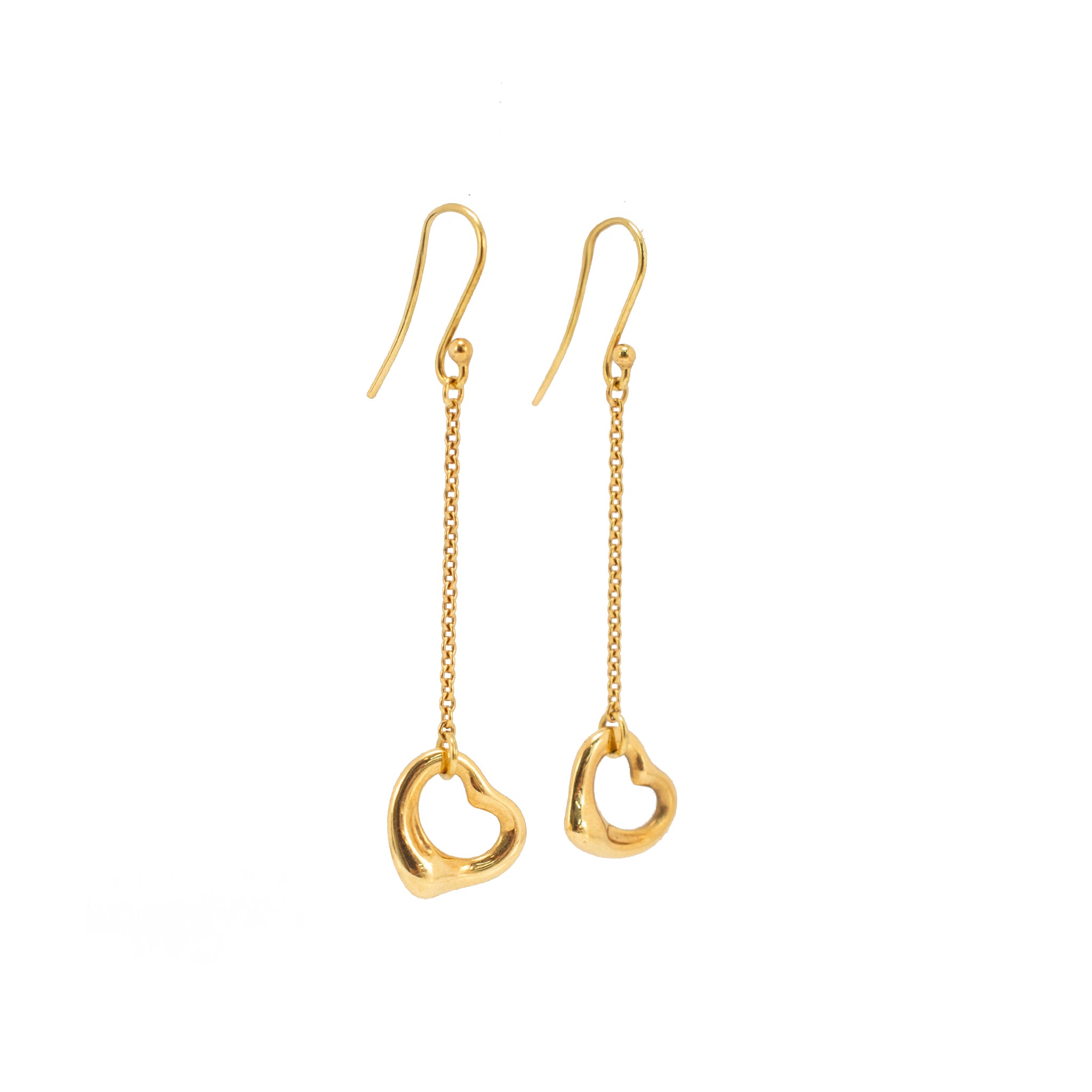 Tiffany & Co. Elsa Peretti 18K Yellow Gold Open Heart Dangle Earrings