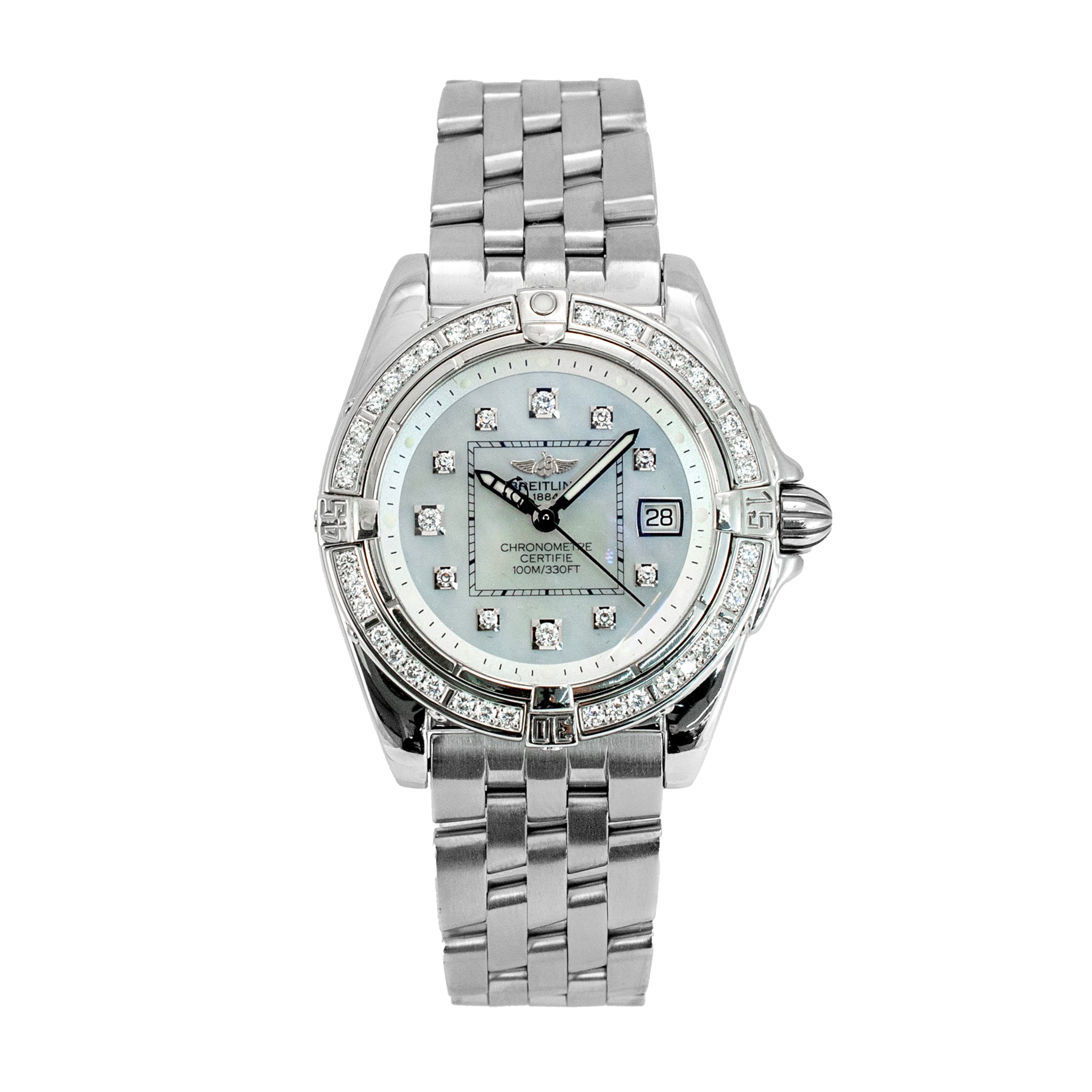 Breitling Cockpit Lady 32MM A71356 Diamond Mop Stainless Steel Watch