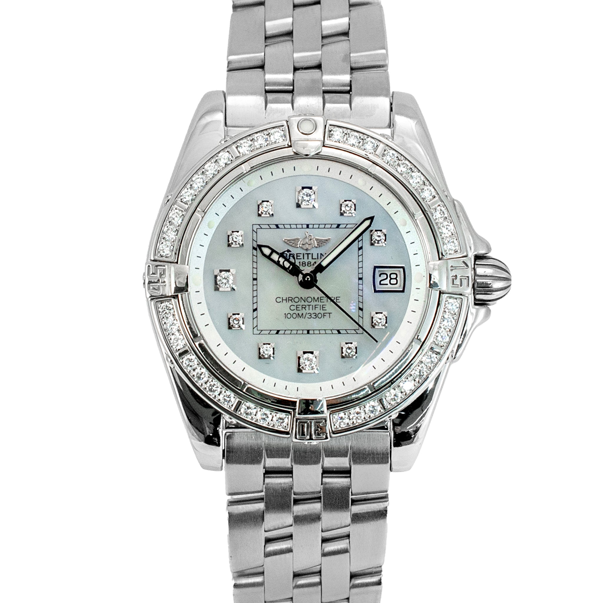 Breitling Cockpit Lady 32MM A71356 Diamond Mop Stainless Steel Watch