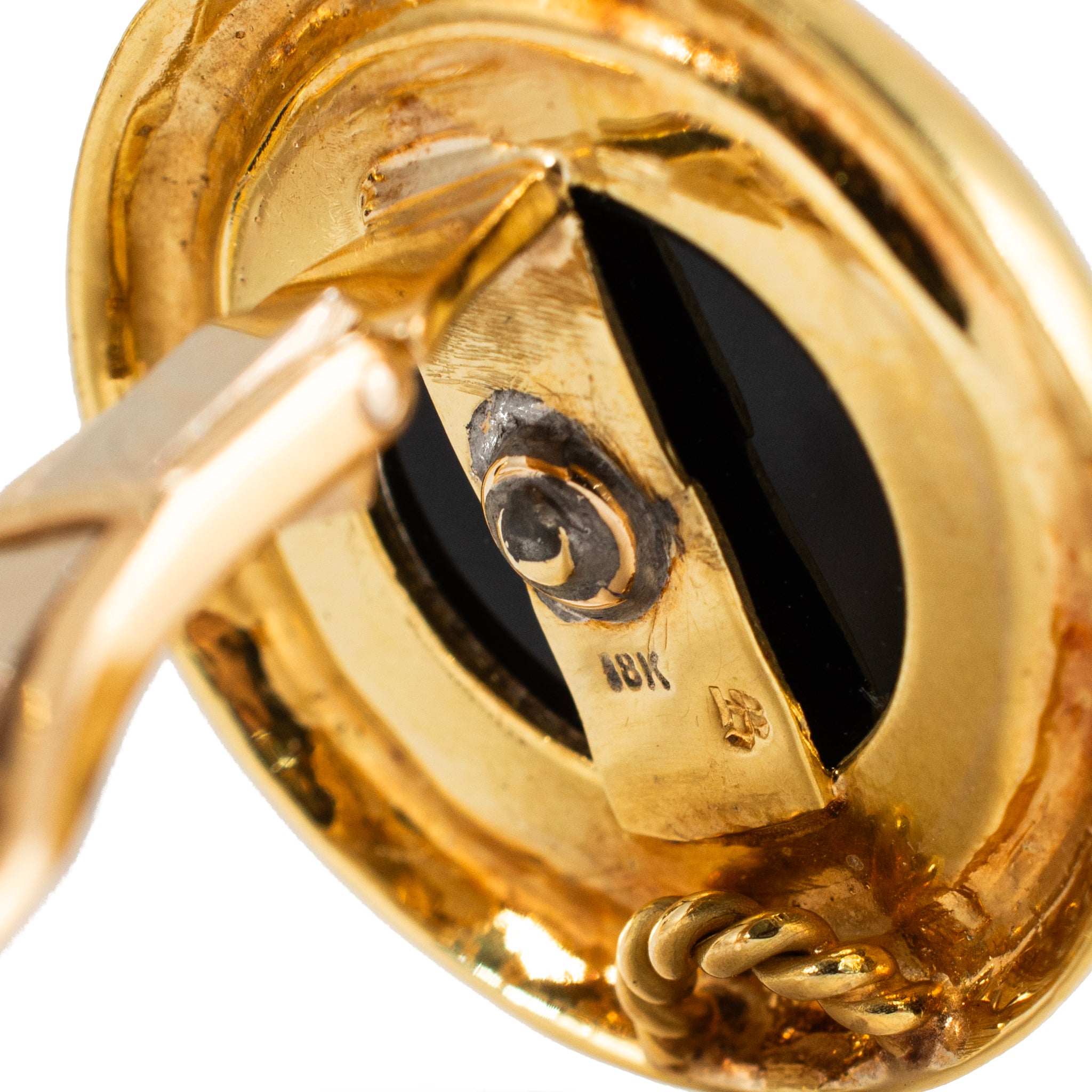 Vintage Oscar Heyman and Bros. 18K Yellow Gold Onyx Diamond Clip on Earrings