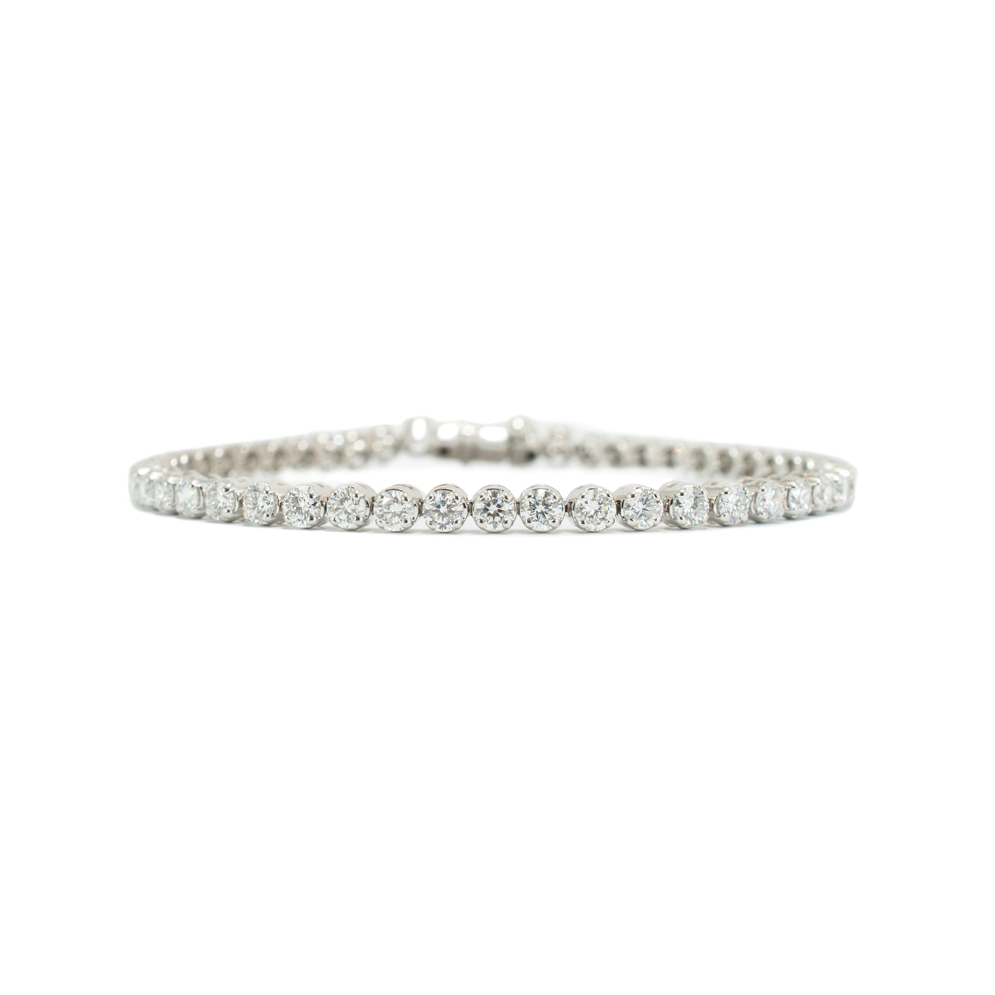 Ladies 14K White Gold 4-Prong 5.00ct Lab Grown Diamond Tennis Bracelet